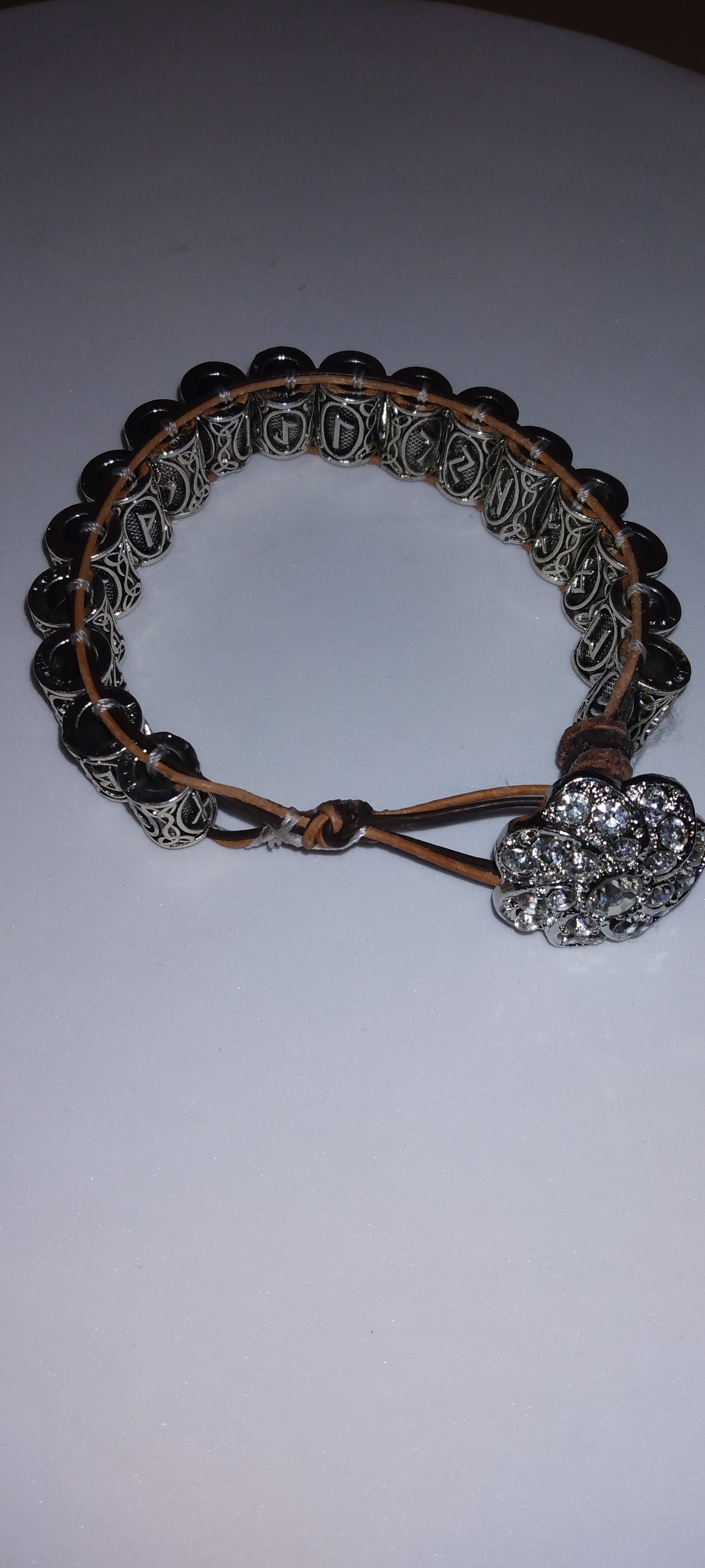 Handmade leather beaded wrap bracelet