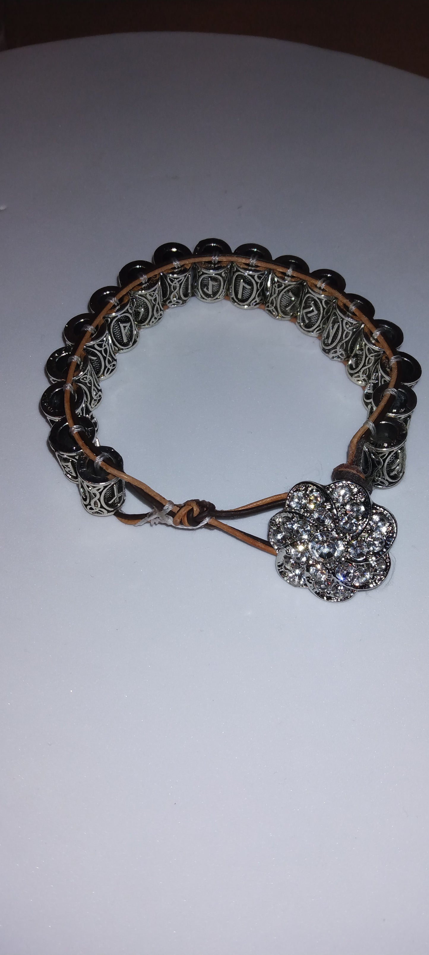 Handmade leather beaded wrap bracelet
