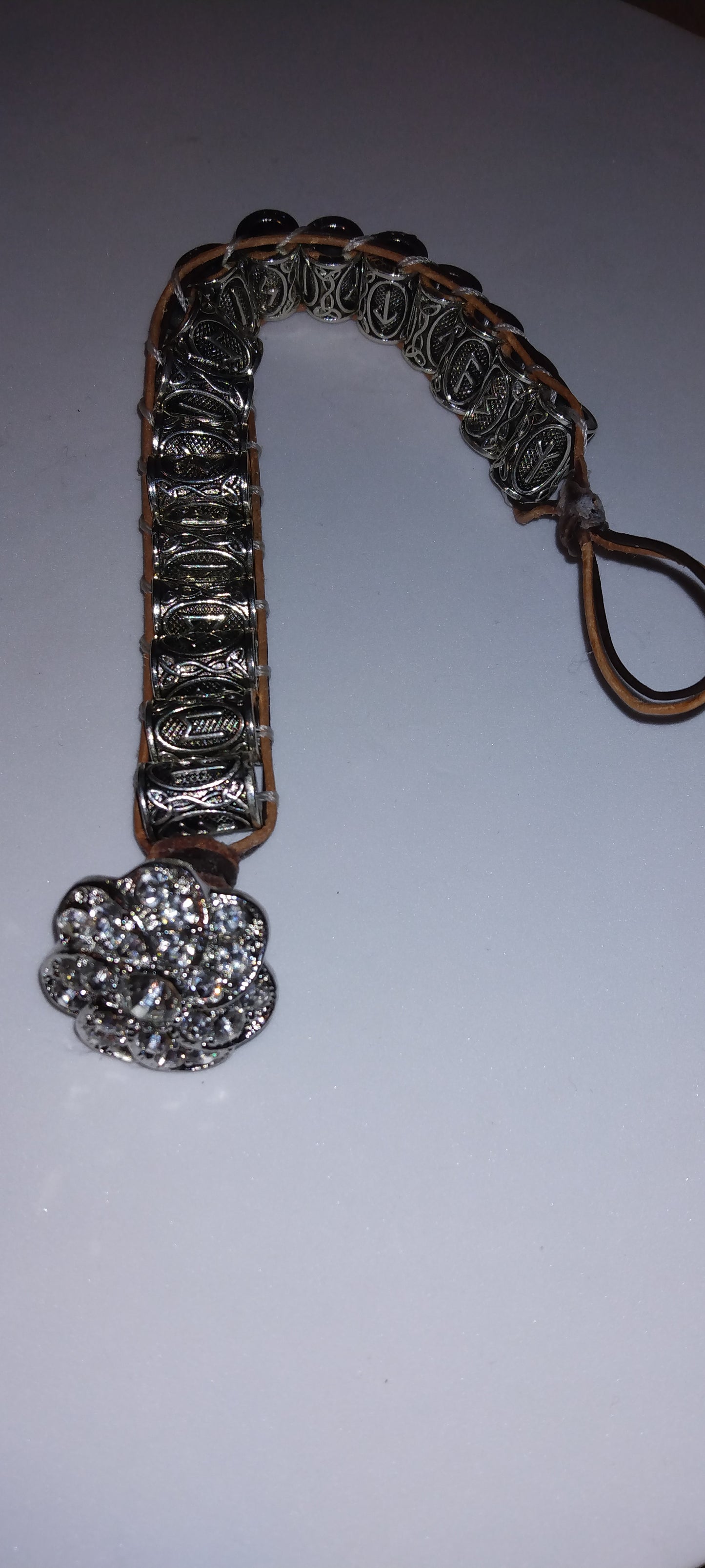 Handmade leather beaded wrap bracelet