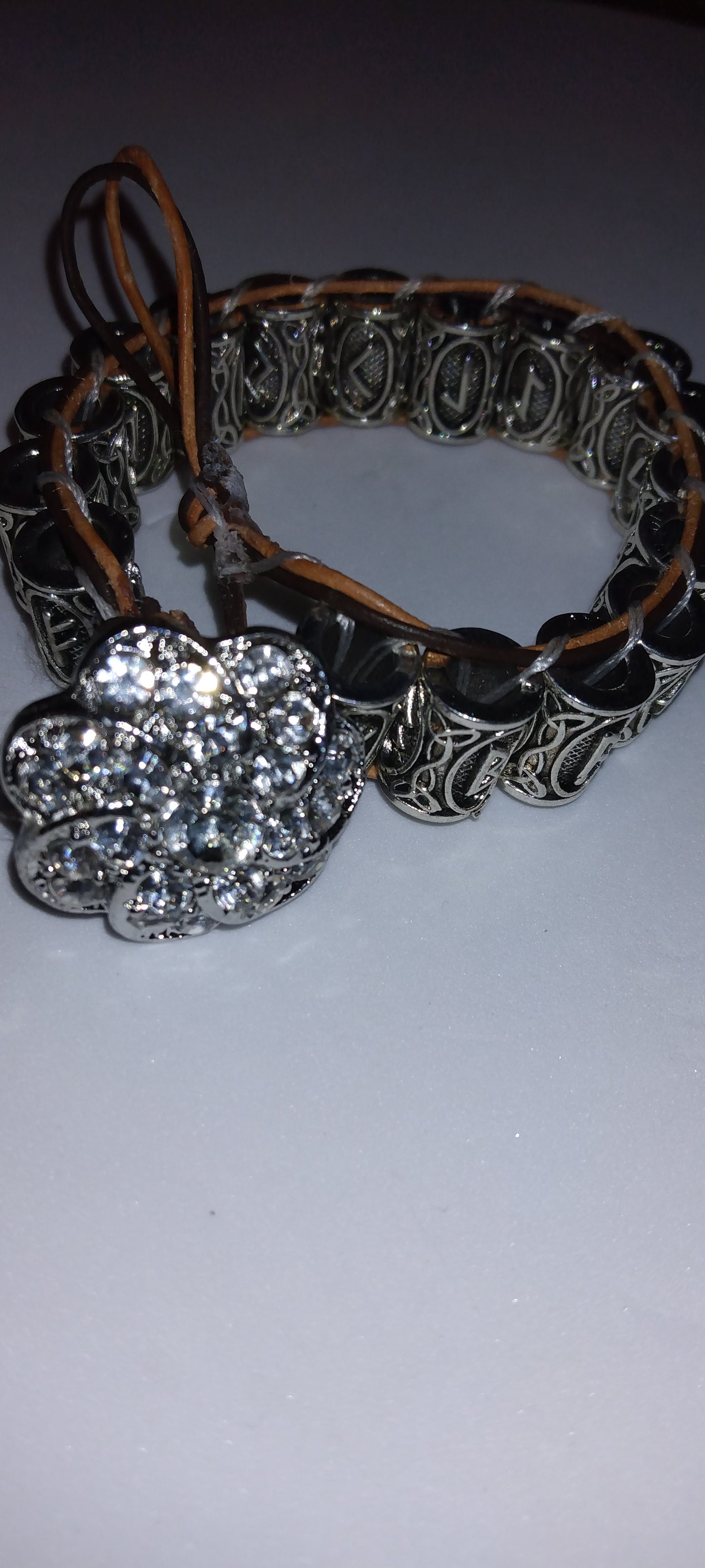 Handmade leather beaded wrap bracelet