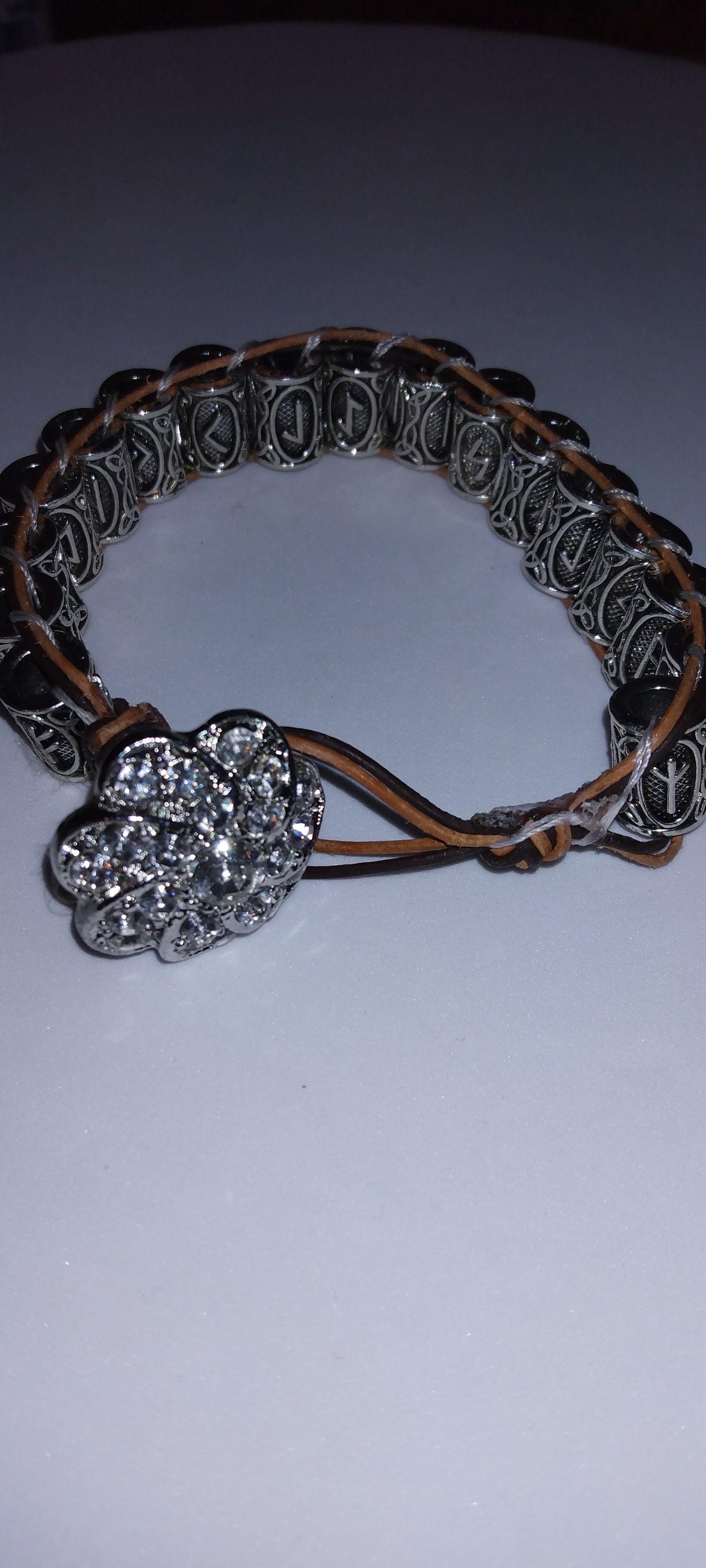 Handmade leather beaded wrap bracelet
