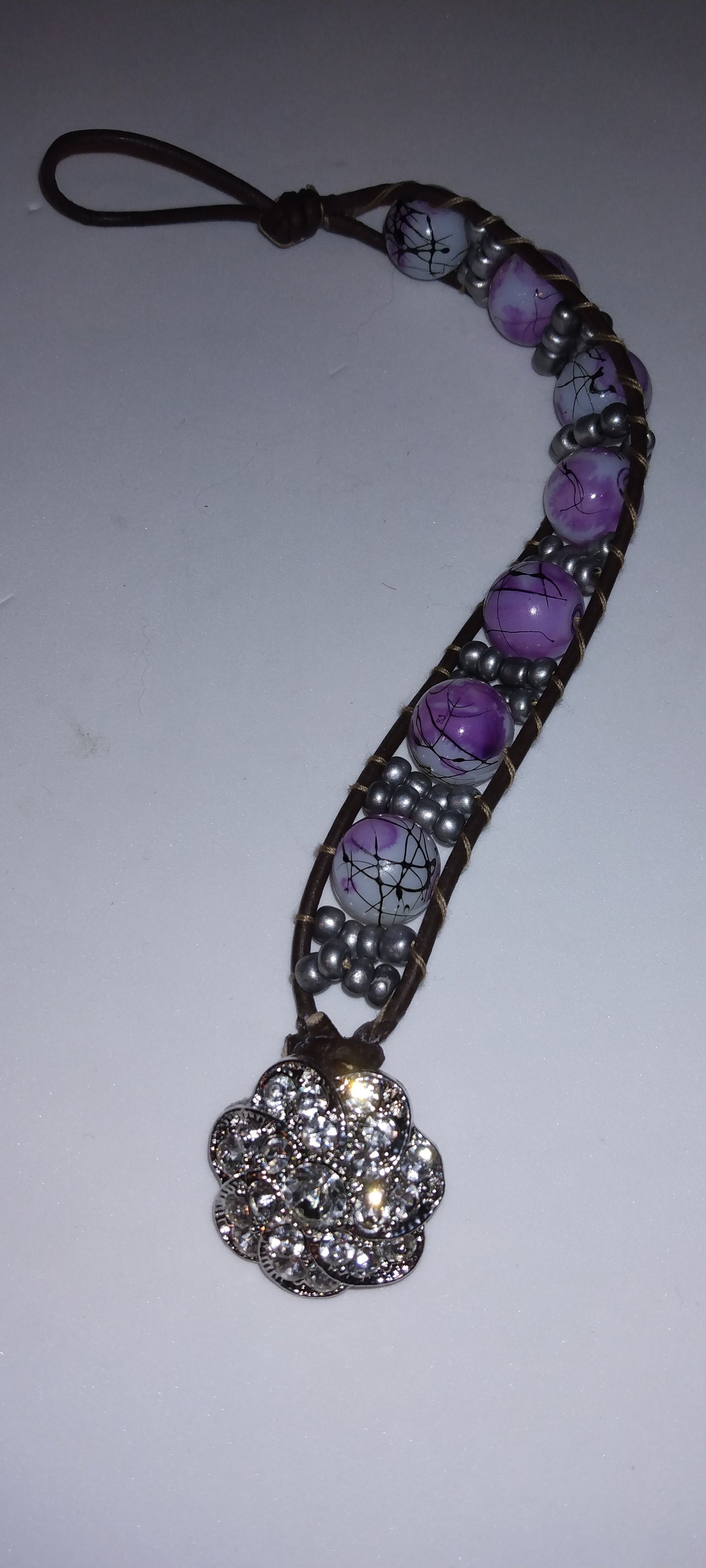 Handmade leather beaded wrap bracelet