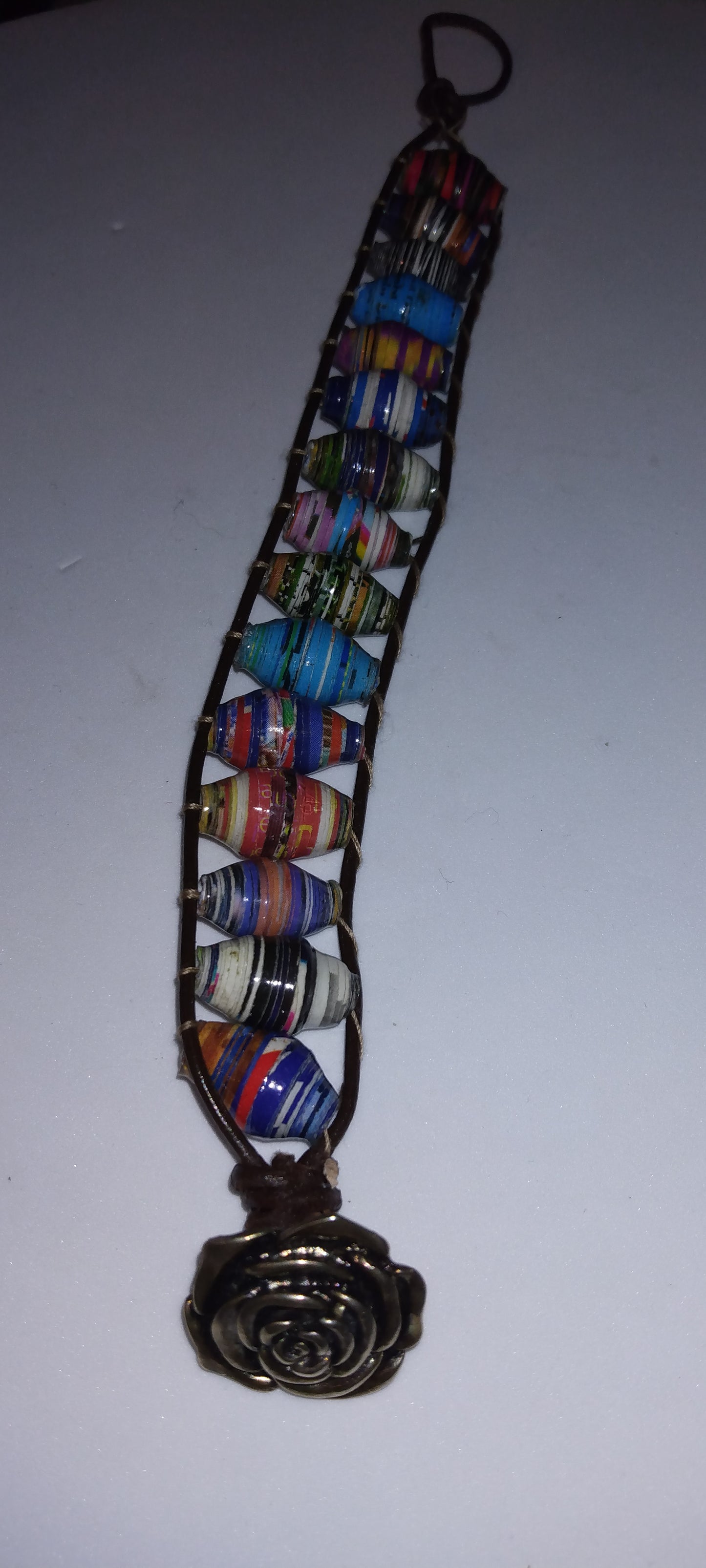 Handmade leather beaded wrap bracelet