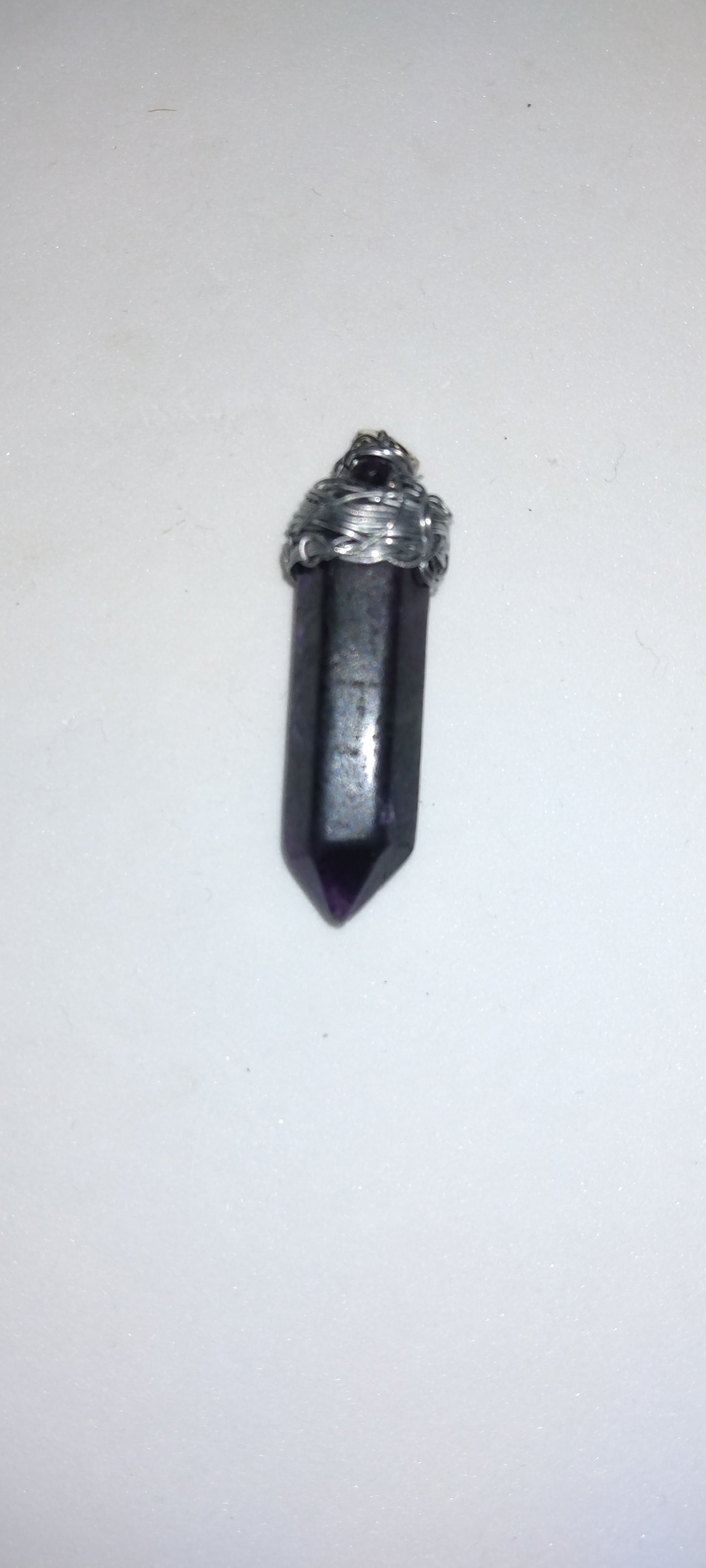 Handmade wire wrapped crystal pendant