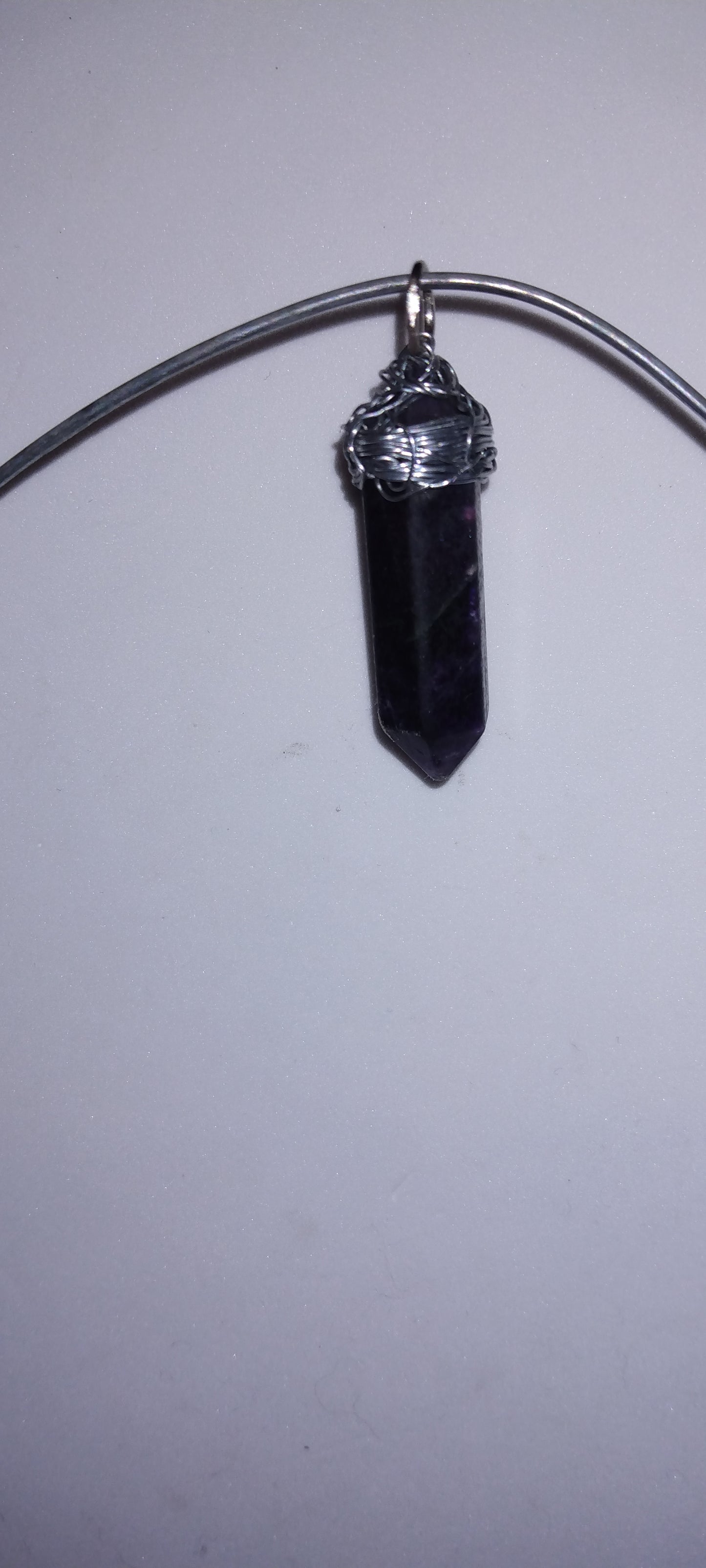 Handmade wire wrapped crystal pendant
