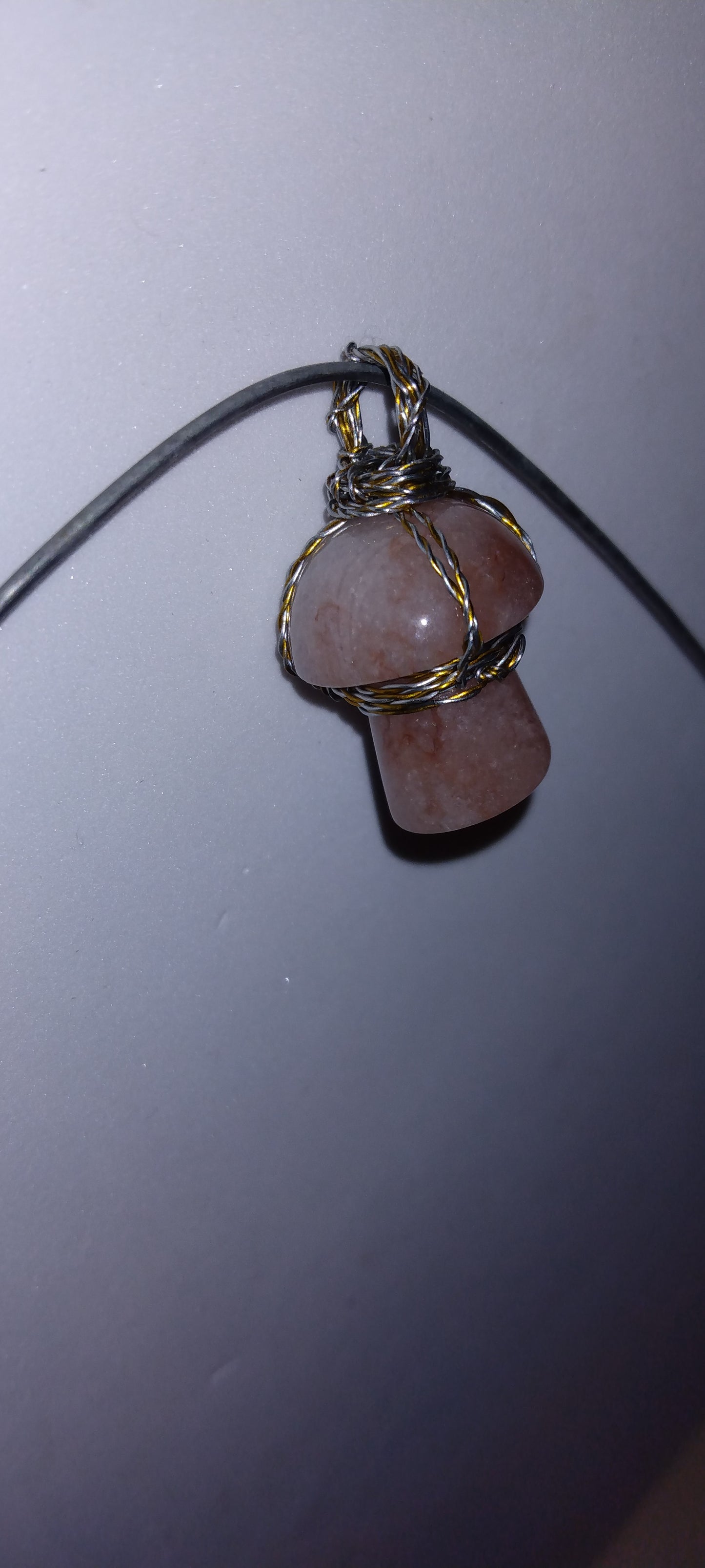 Handmade wire wrapped crystal pendant