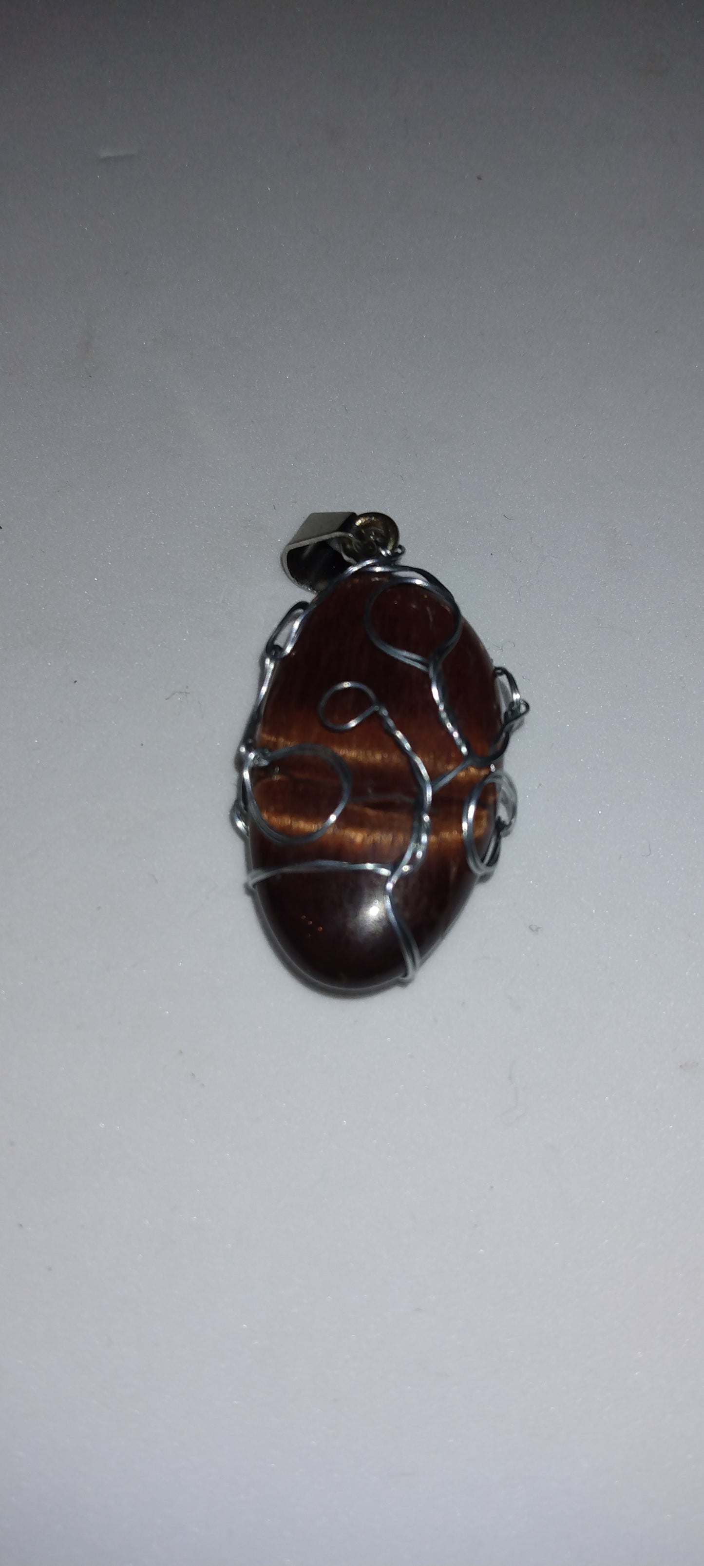 Handmade wire wrapped crystal pendant