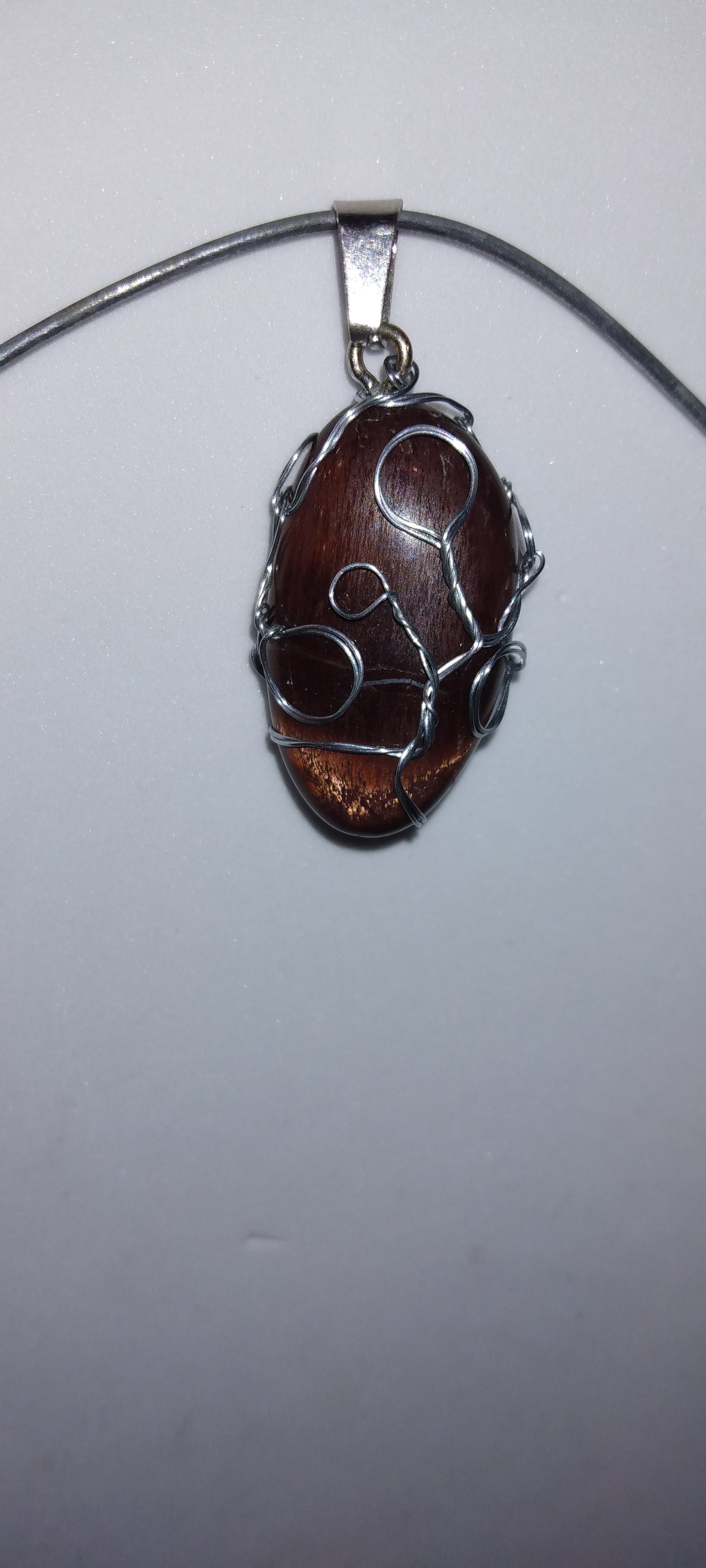 Handmade wire wrapped crystal pendant