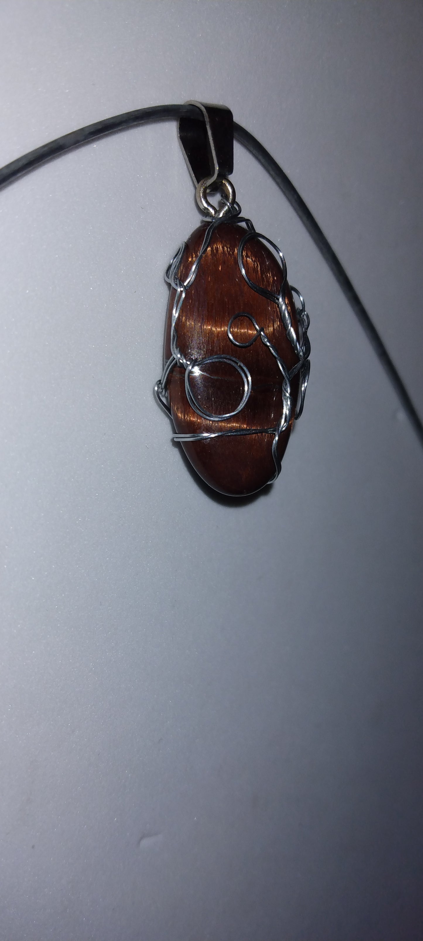Handmade wire wrapped crystal pendant
