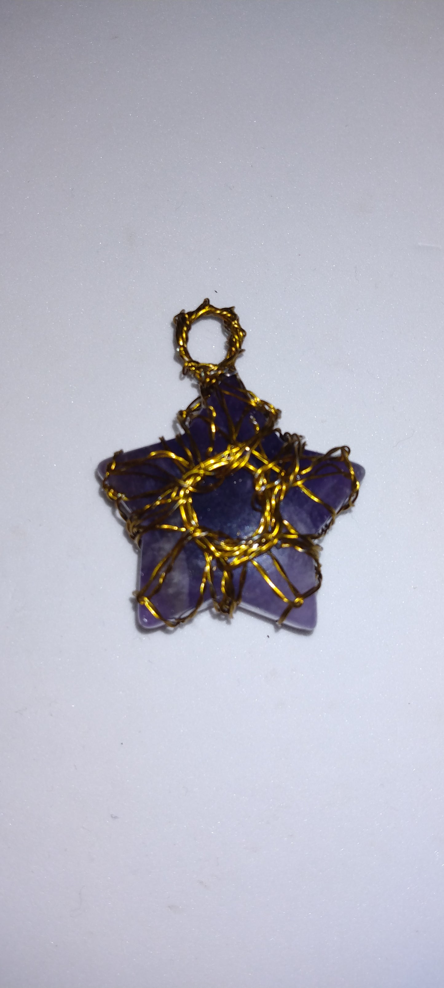 Handmade wire wrapped crystal pendant
