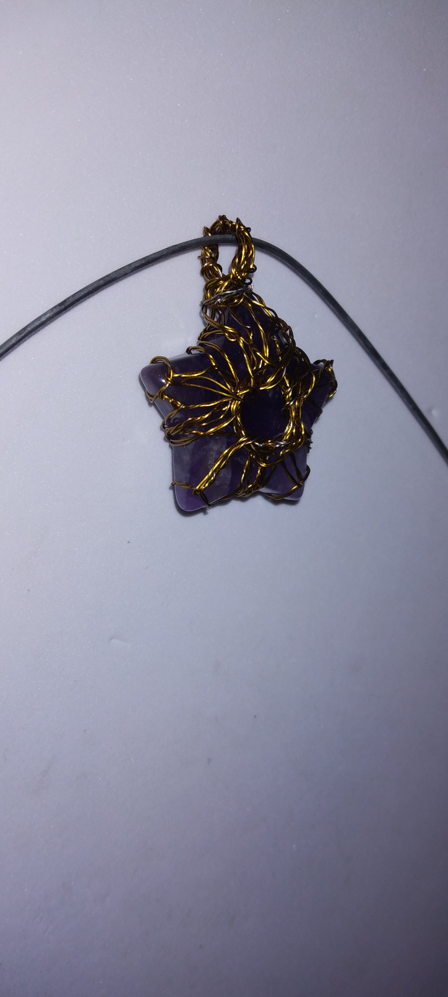 Handmade wire wrapped crystal pendant