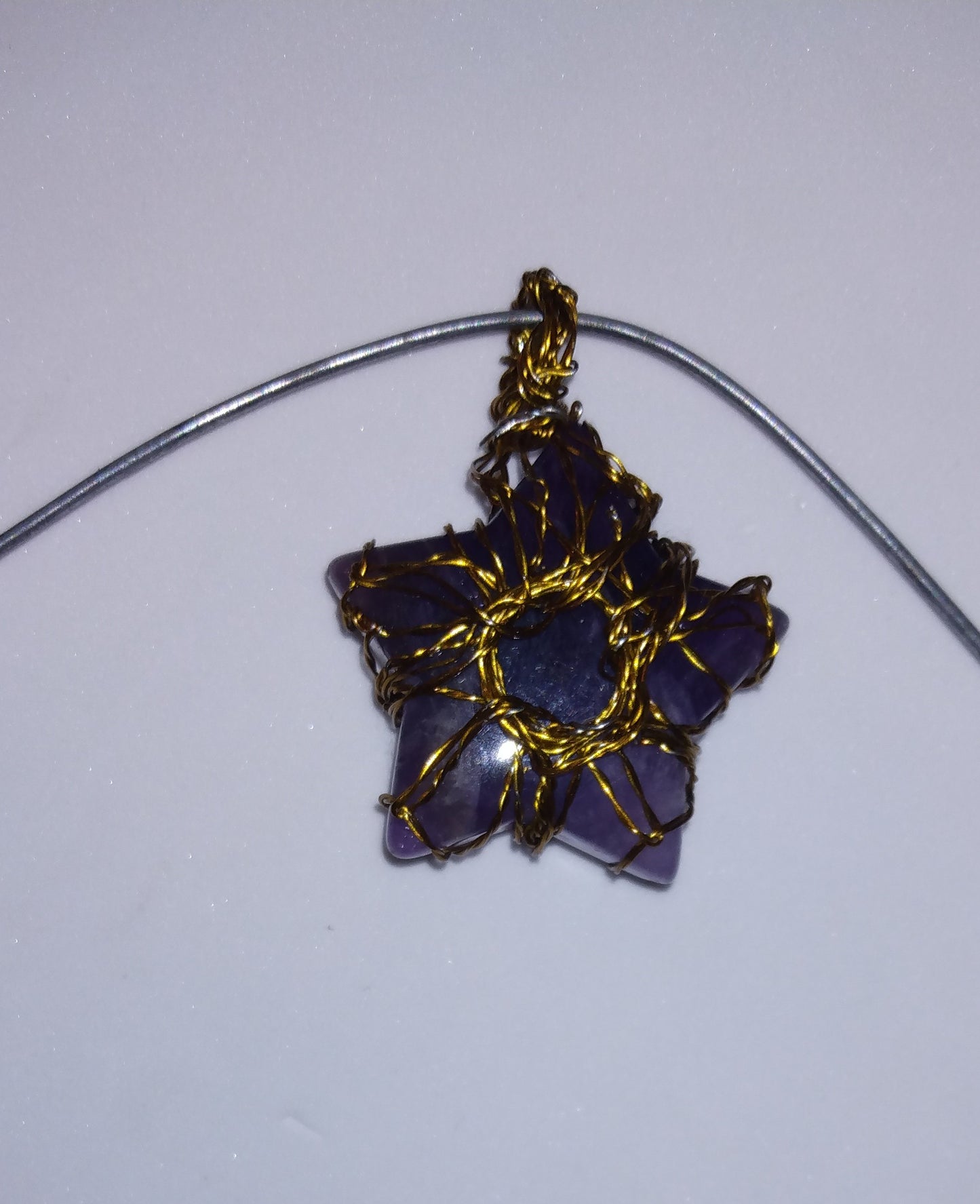 Handmade wire wrapped crystal pendant