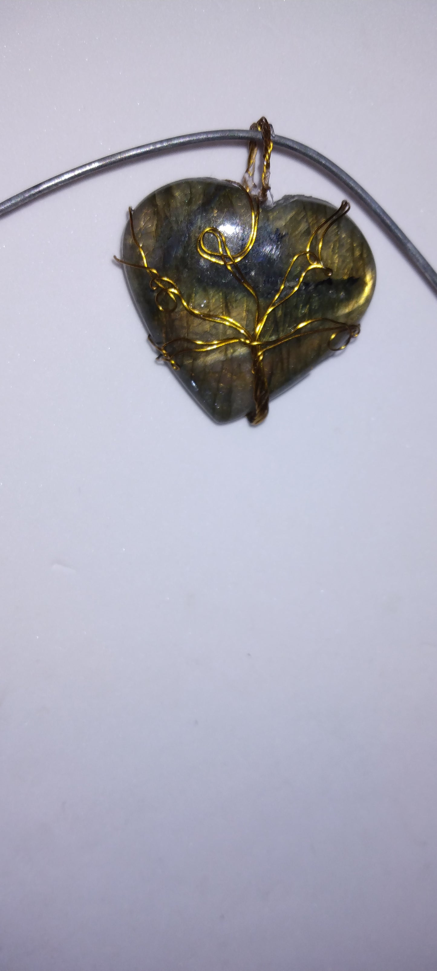Handmade wire wrapped crystal pendant