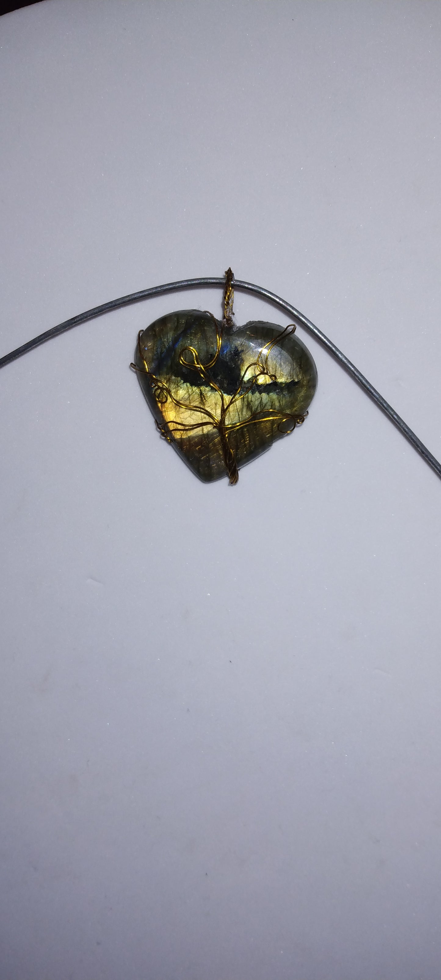 Handmade wire wrapped crystal pendant