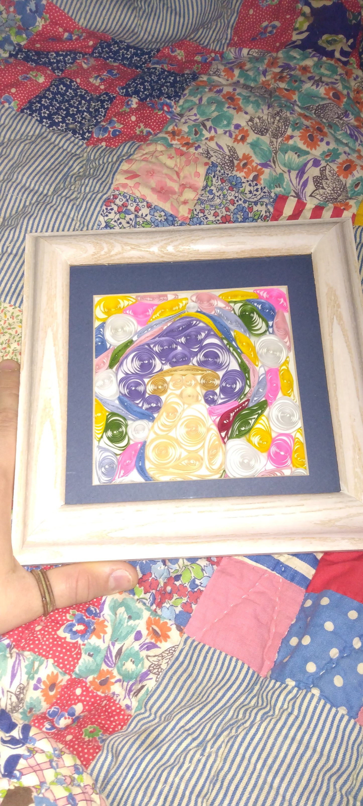 Handmade framed quilled mushroom picture