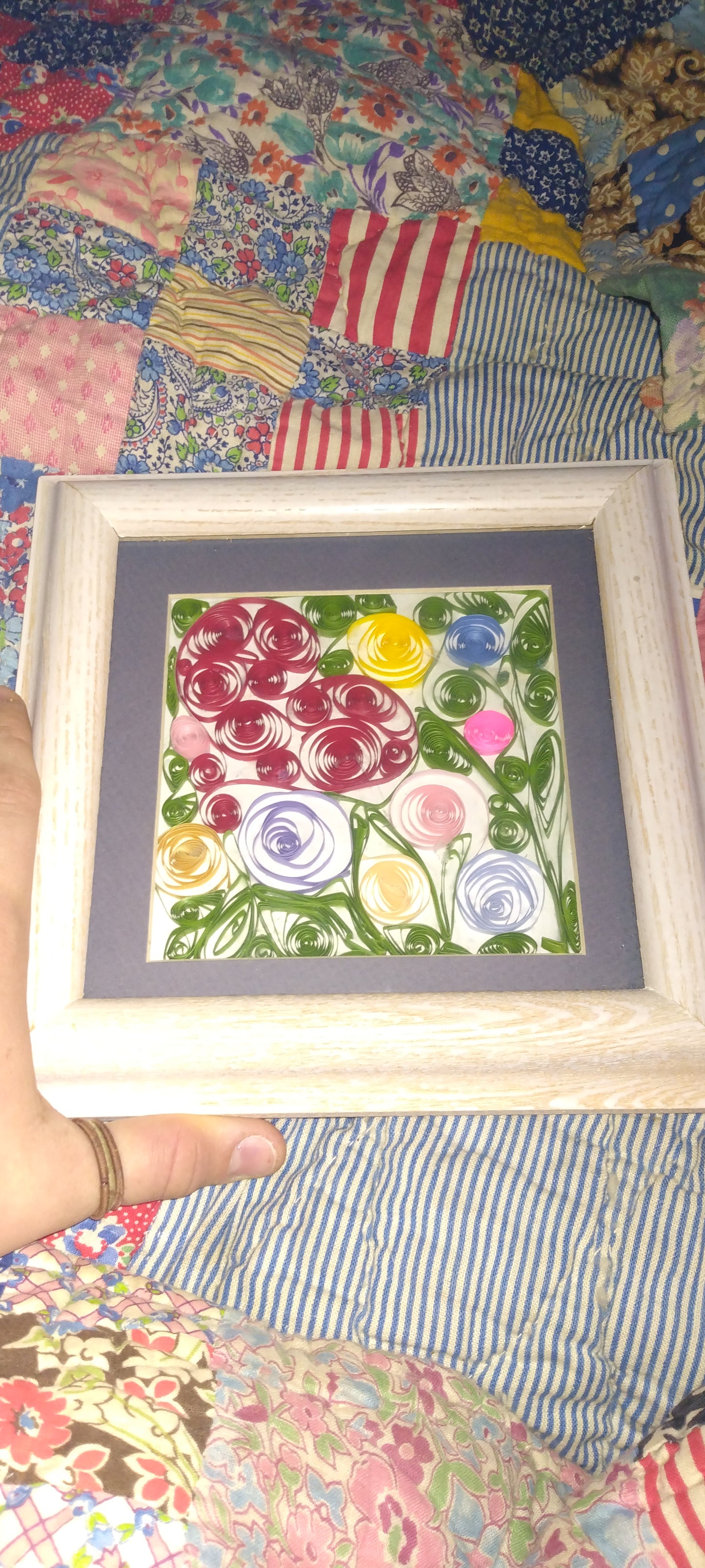 Handmade framed quilled flower picture