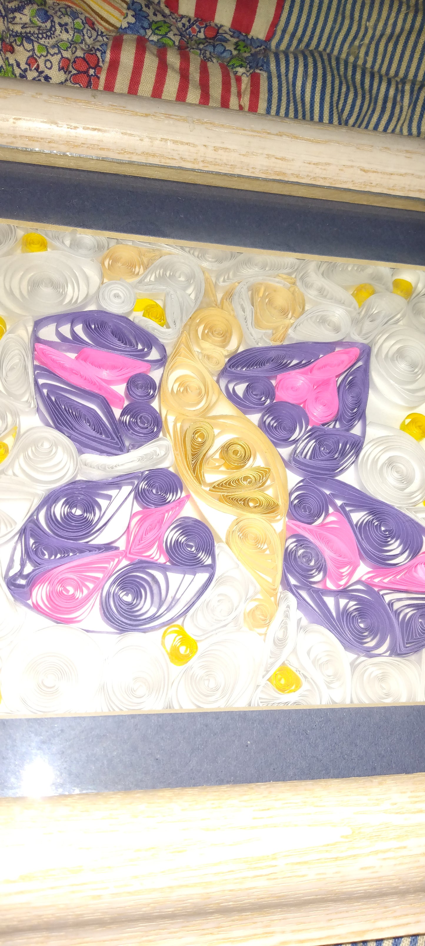 Handmade framed quilled butterfly picture