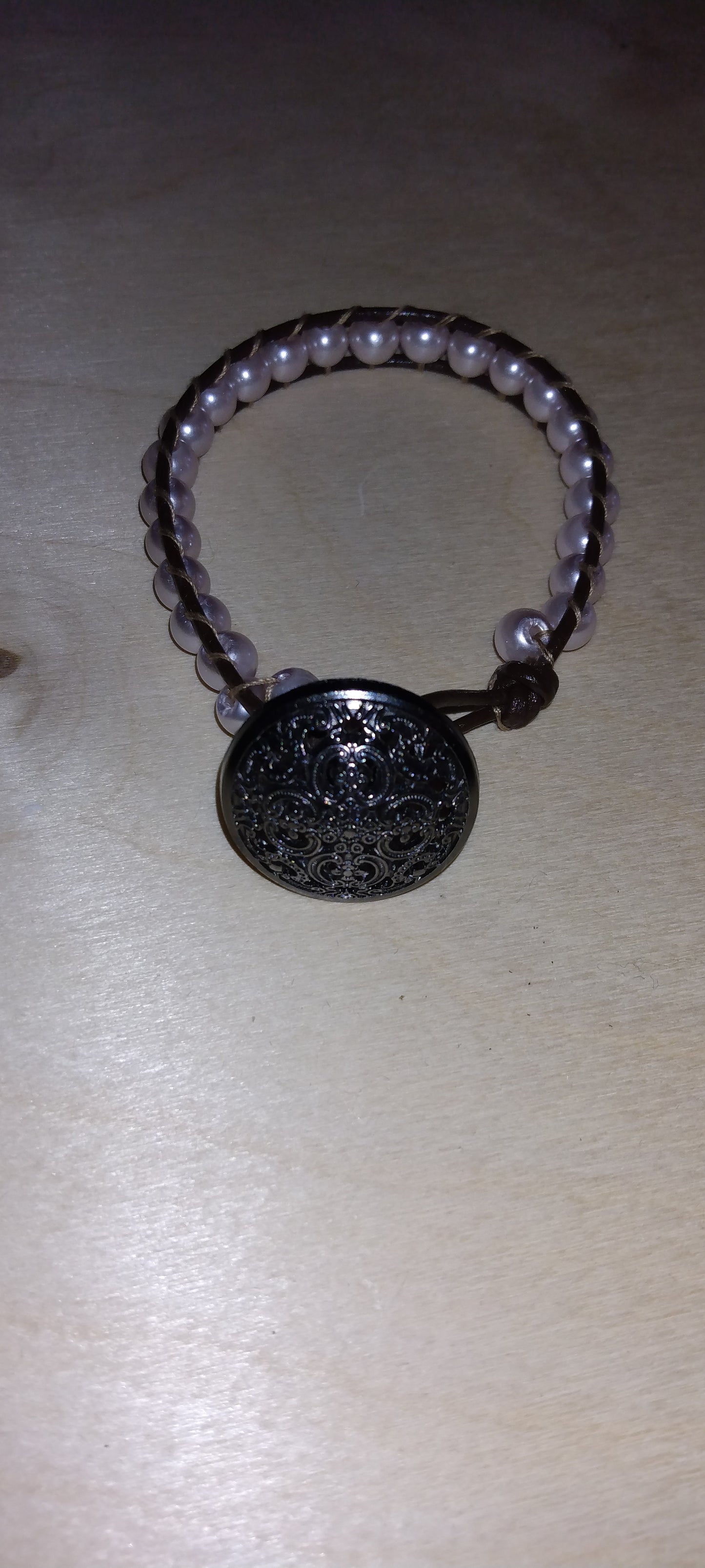Handmade leather beaded wrap bracelet