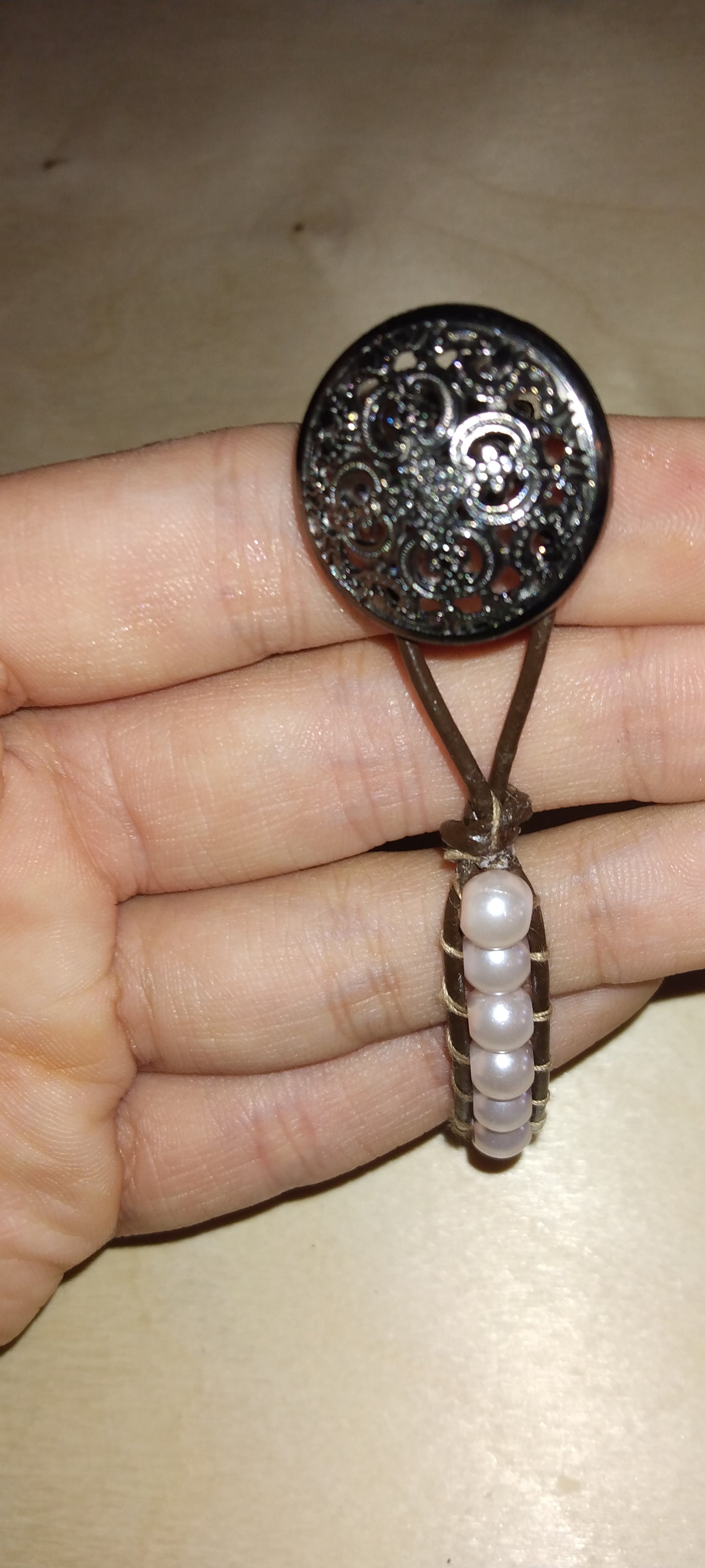 Handmade leather beaded wrap bracelet