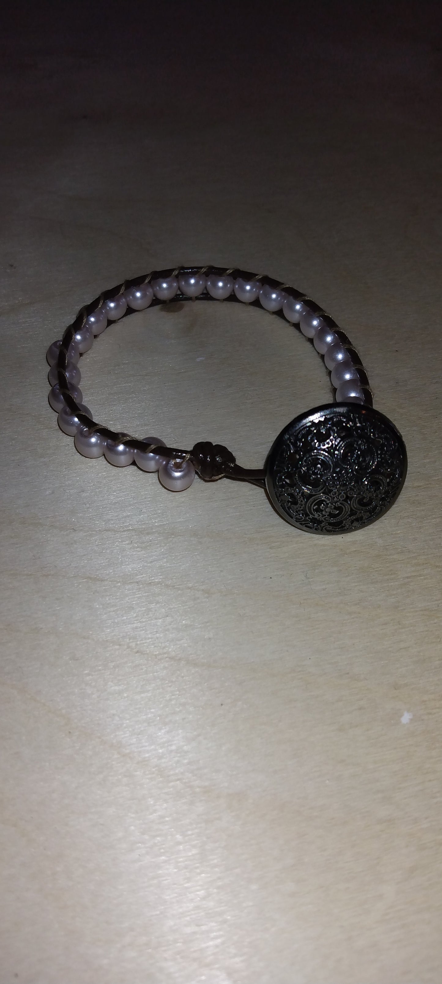 Handmade leather beaded wrap bracelet