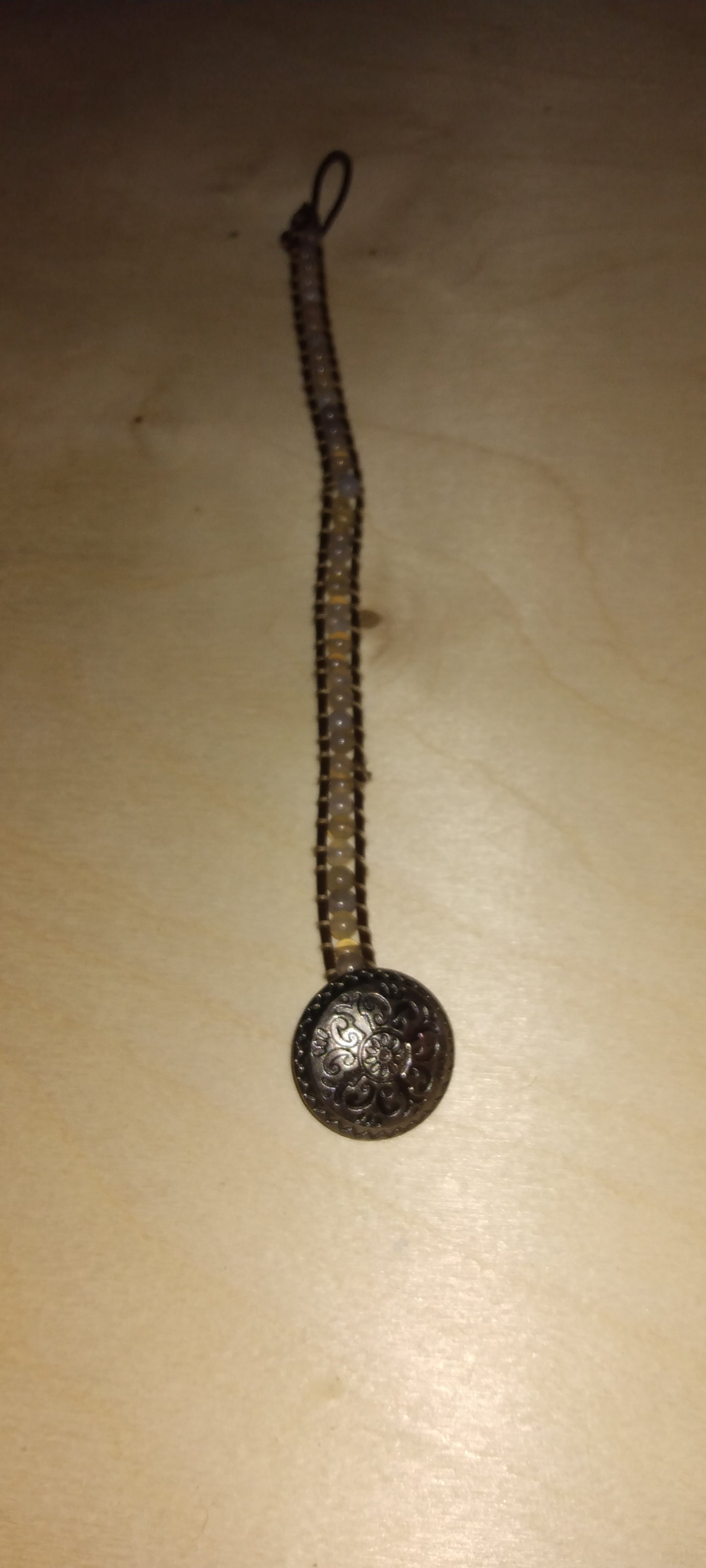 Handmade leather beaded wrap bracelet