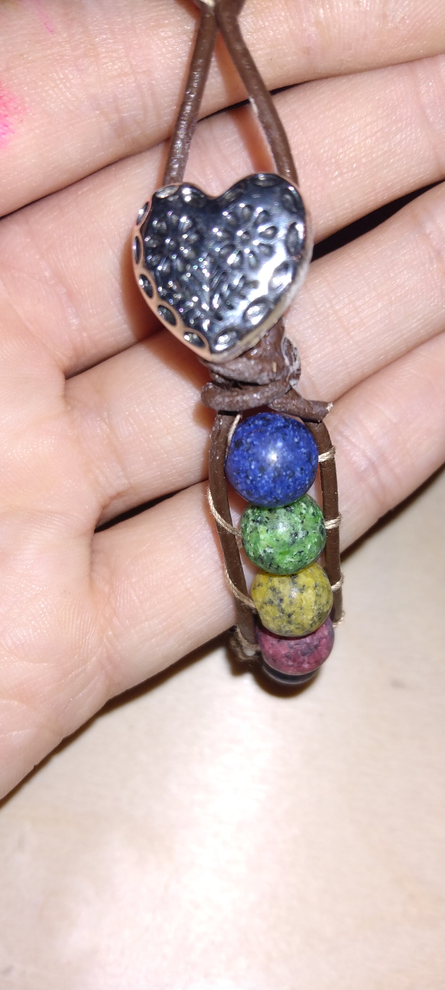 Handmade leather beaded wrap bracelet