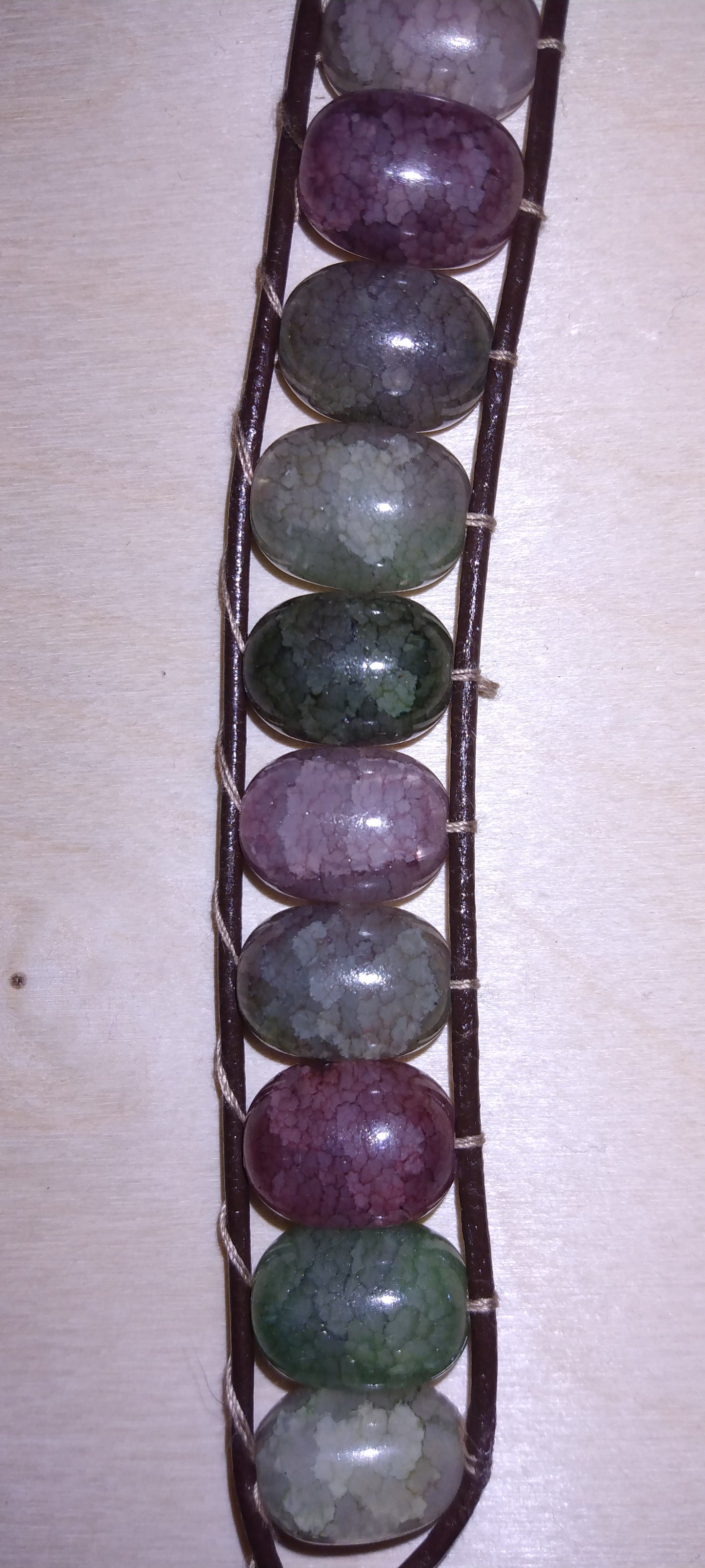 Handmade leather beaded wrap bracelet