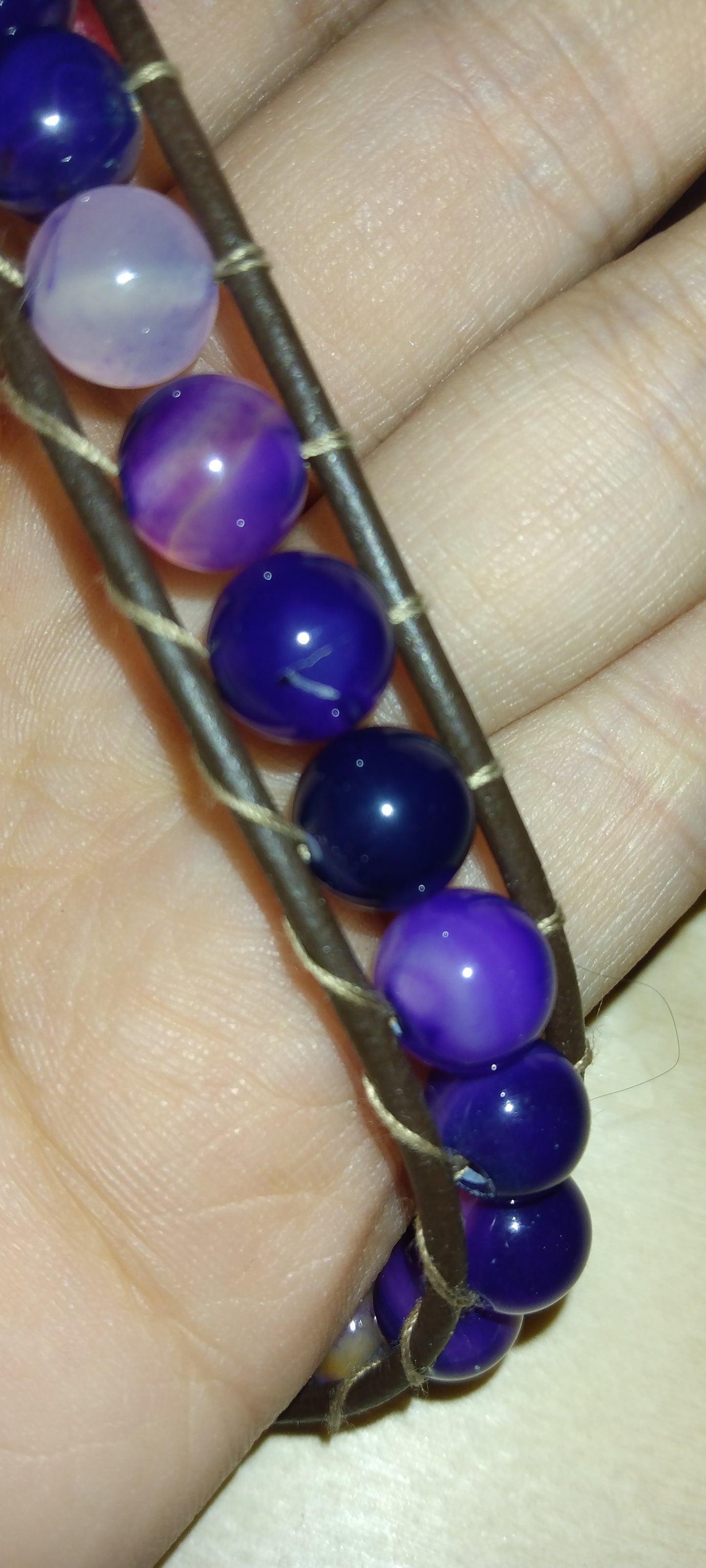 Handmade leather beaded wrap bracelet