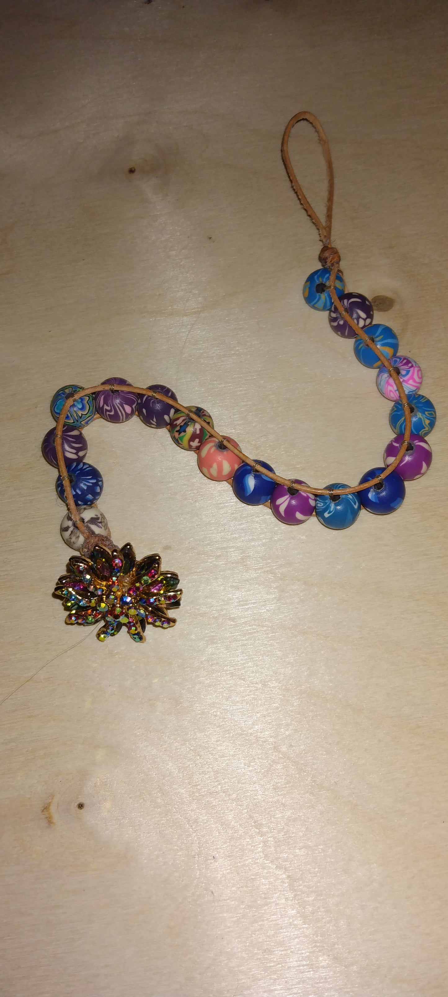 Handmade leather beaded wrap bracelet