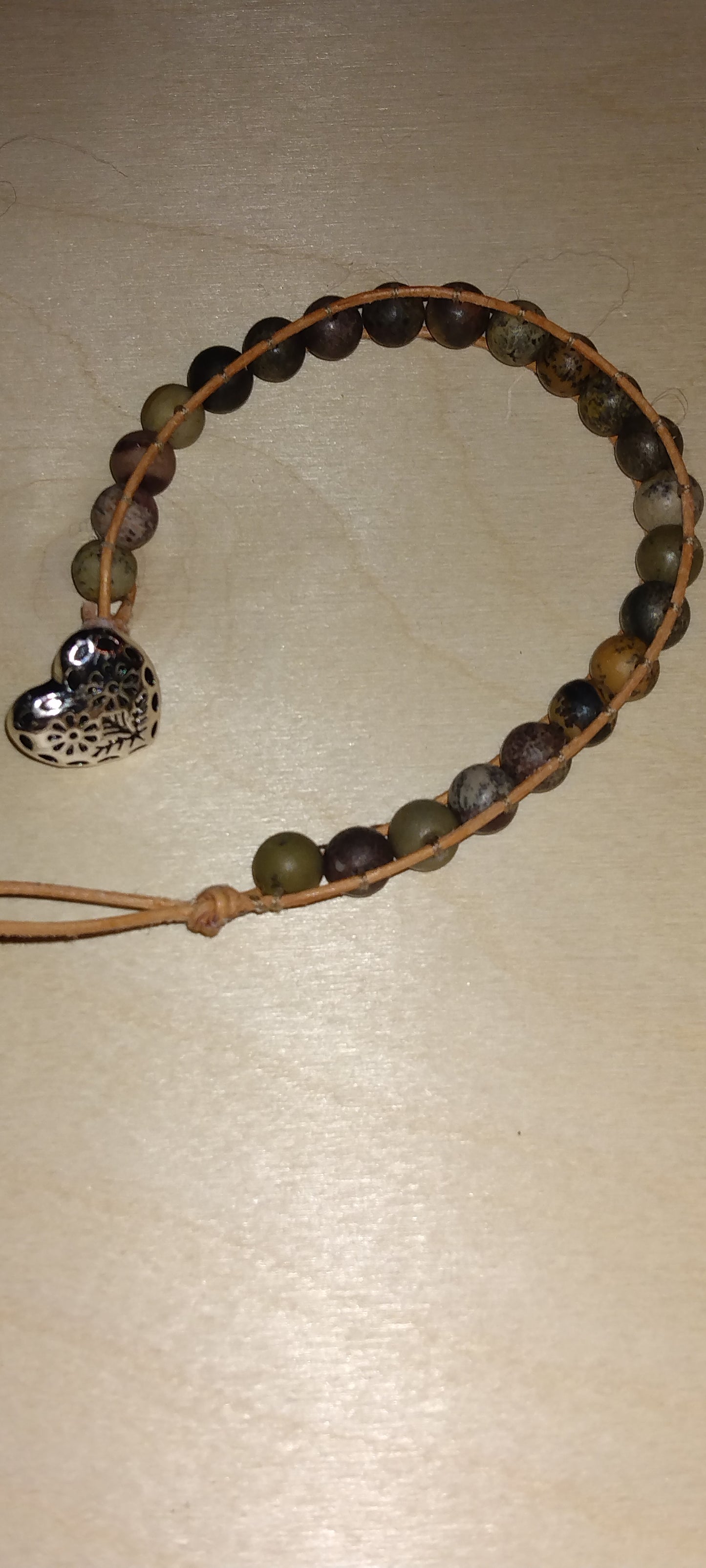 Handmade Leather beaded wrap bracelet
