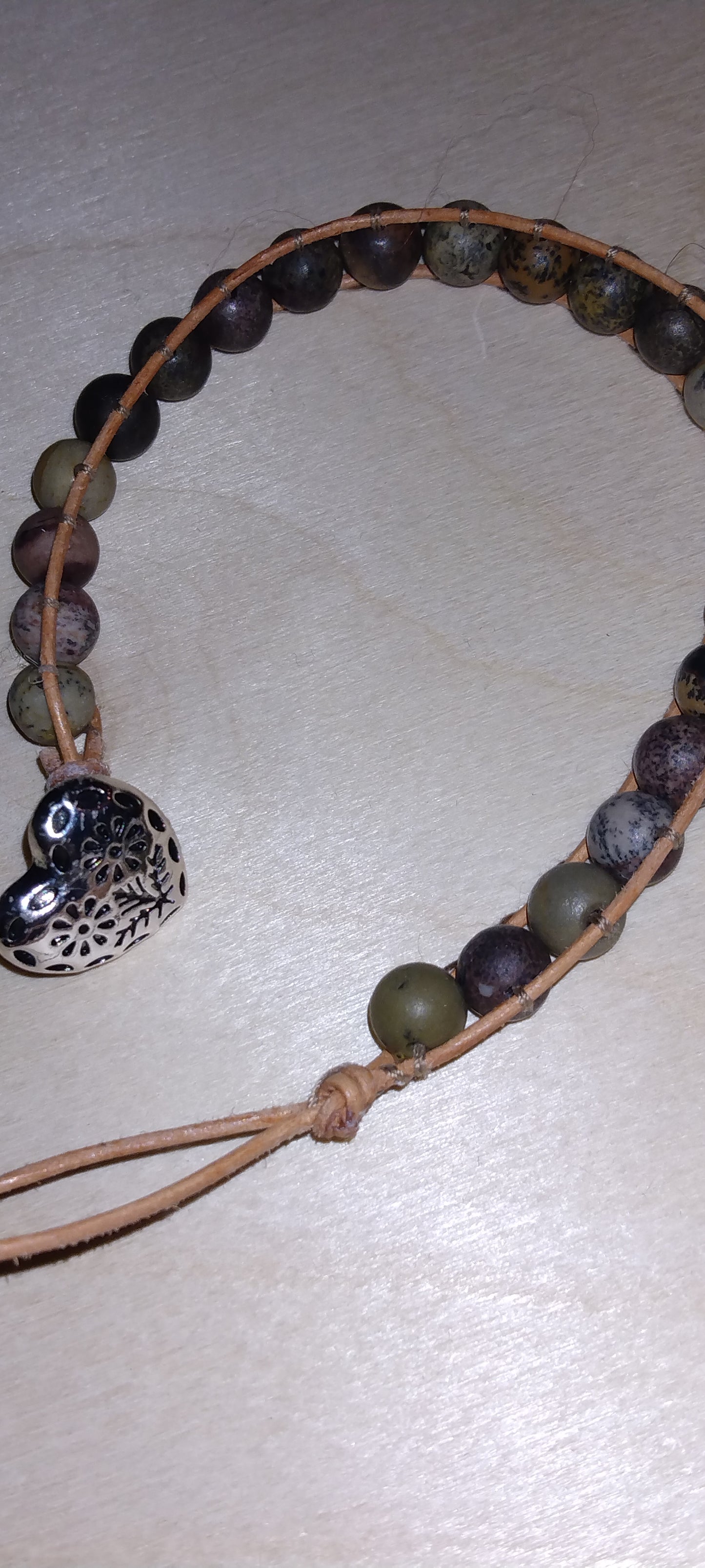 Handmade Leather beaded wrap bracelet