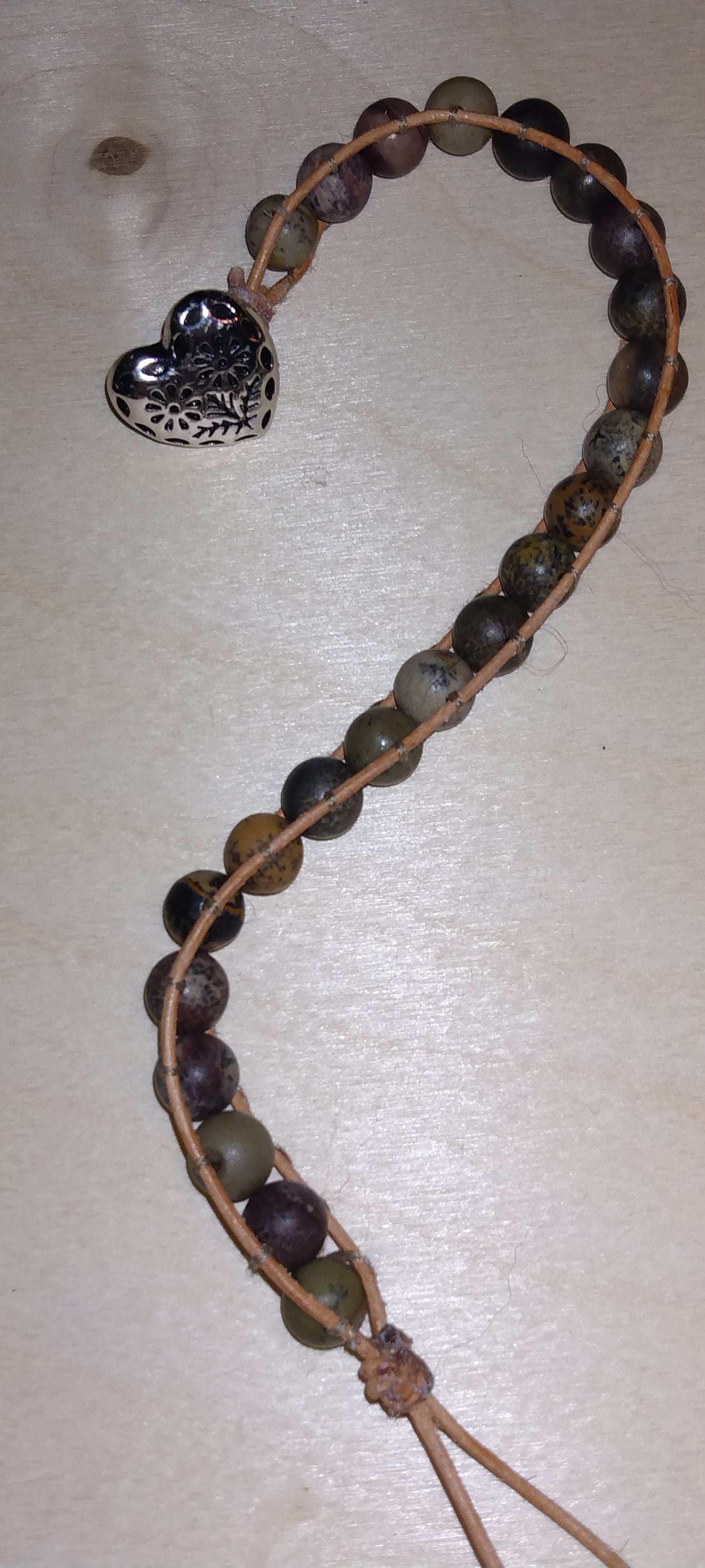 Handmade Leather beaded wrap bracelet