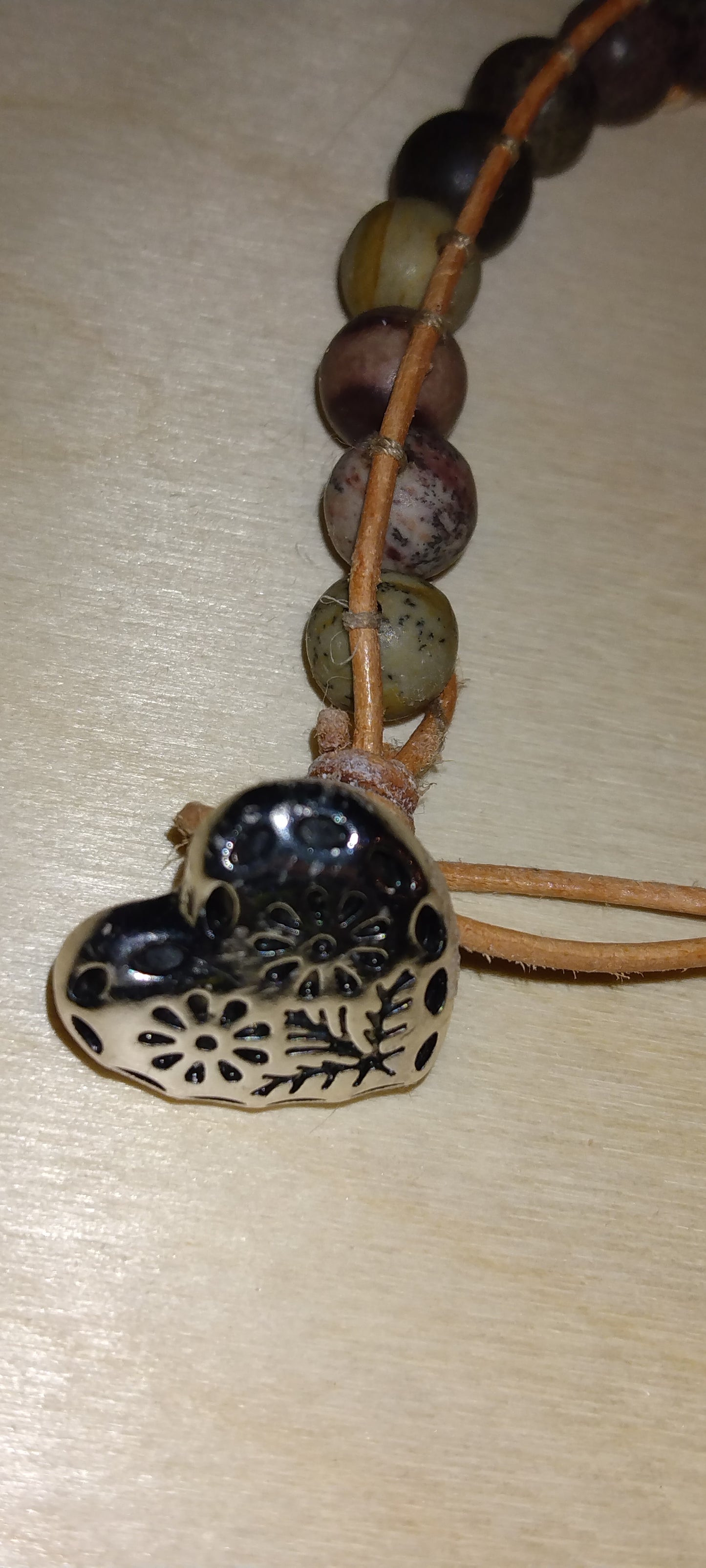 Handmade Leather beaded wrap bracelet
