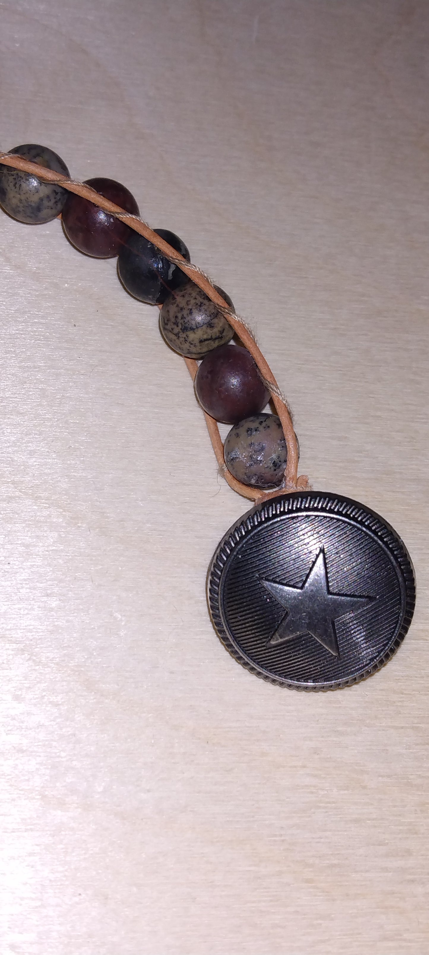 Handmade leather beaded wrap bracelet