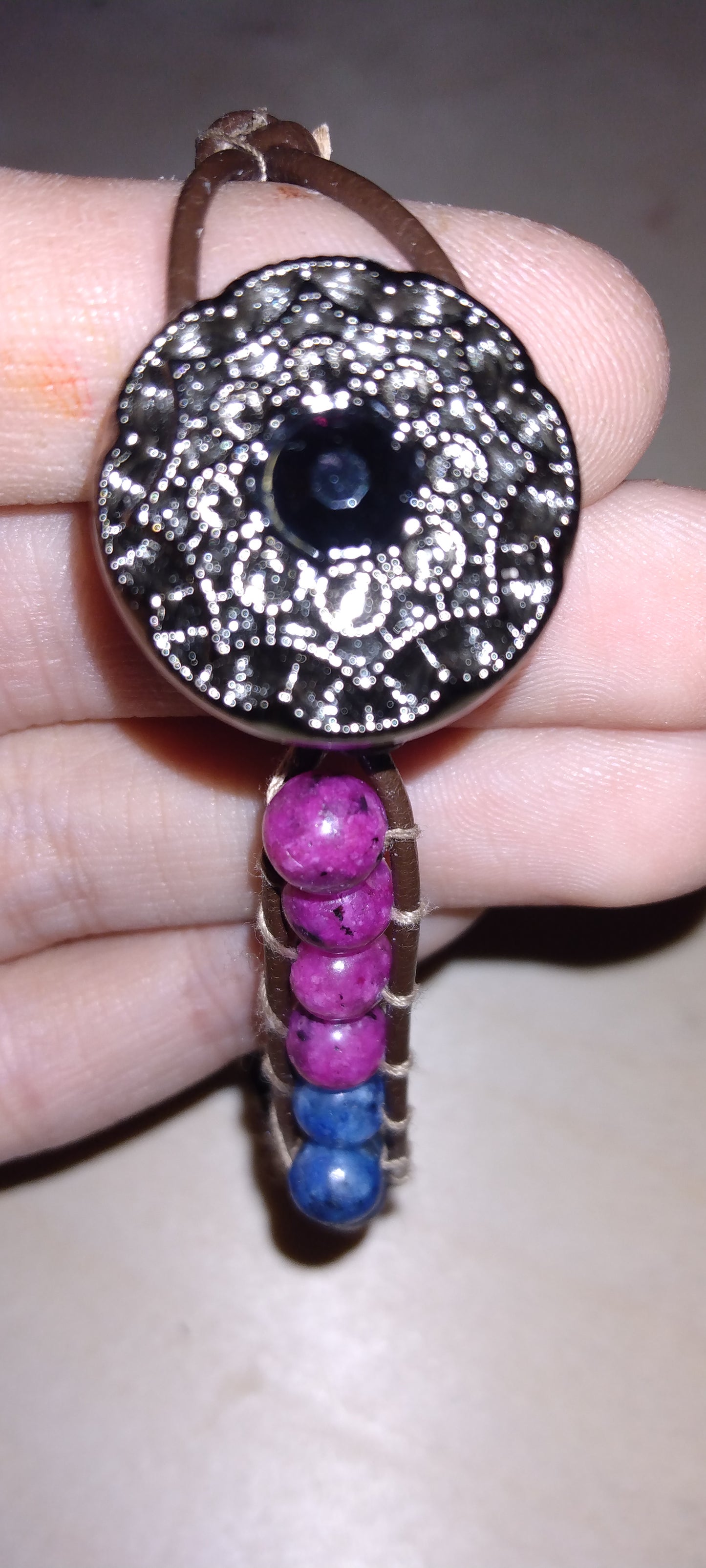 Handmade leather beaded wrap bracelet