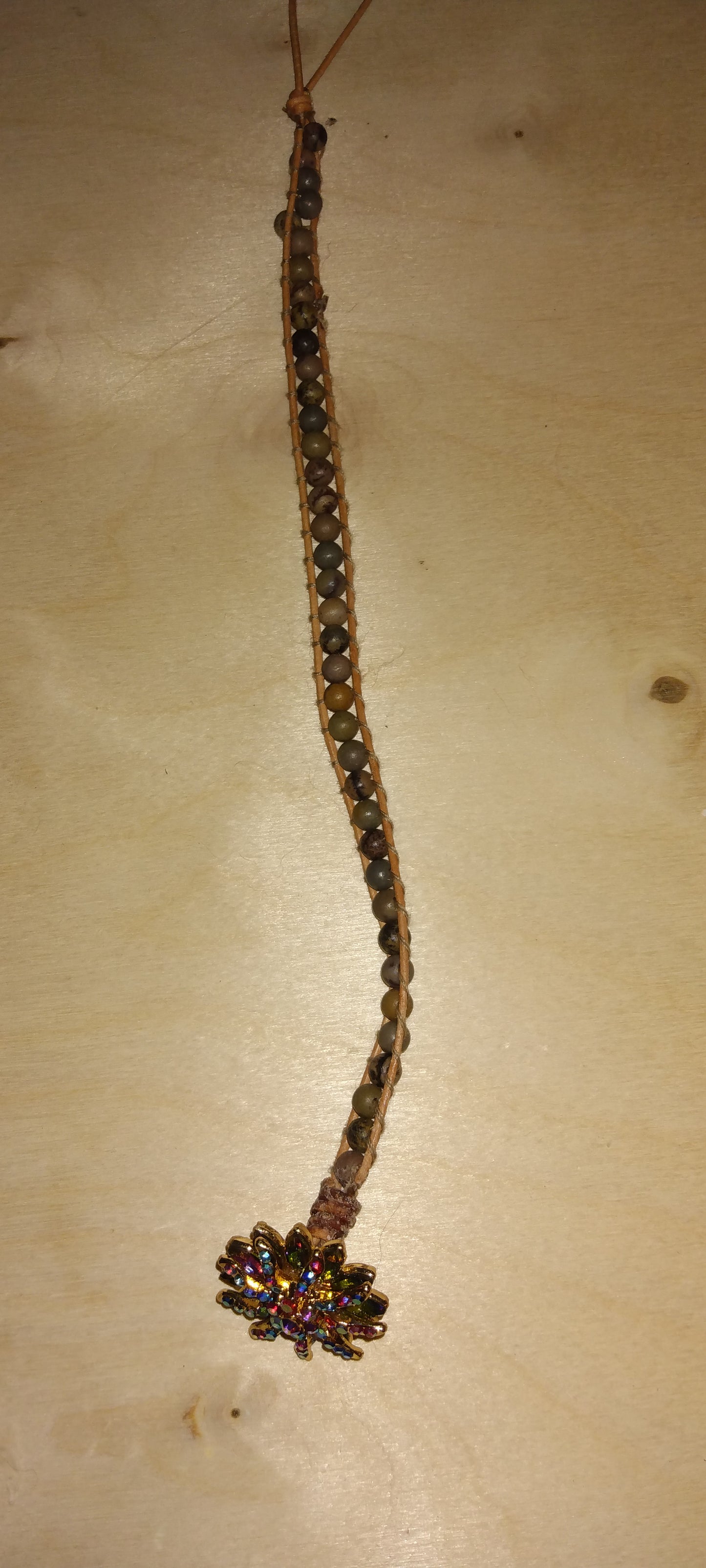 Handmade leather beaded wrap bracelet