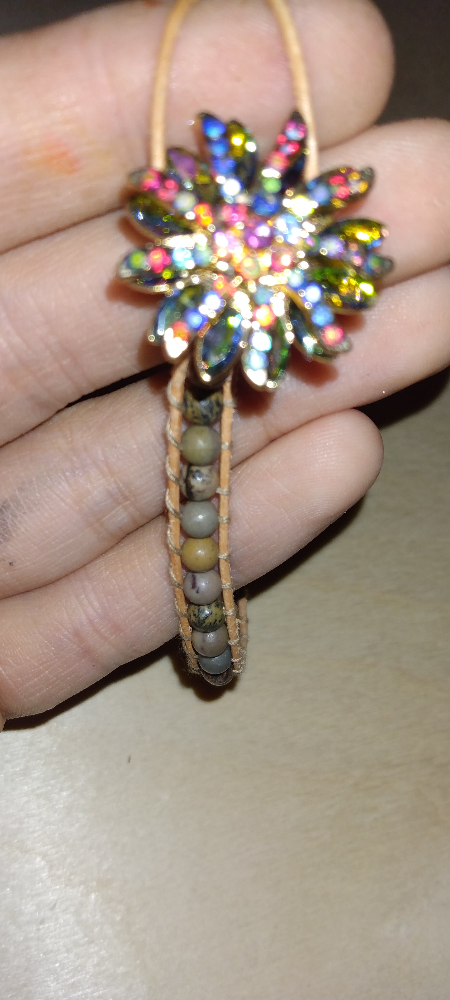 Handmade leather beaded wrap bracelet