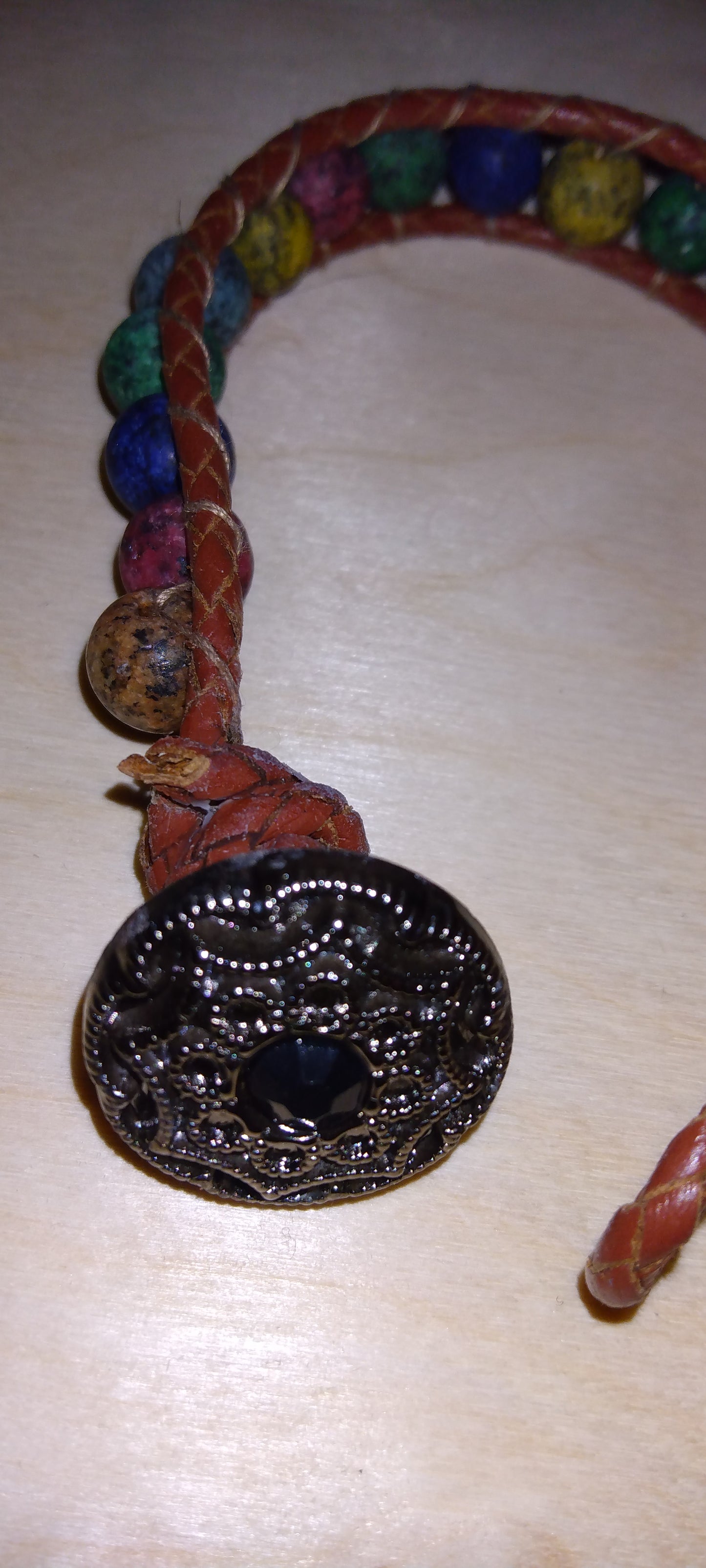 Handmade leather beaded wrap bracelet