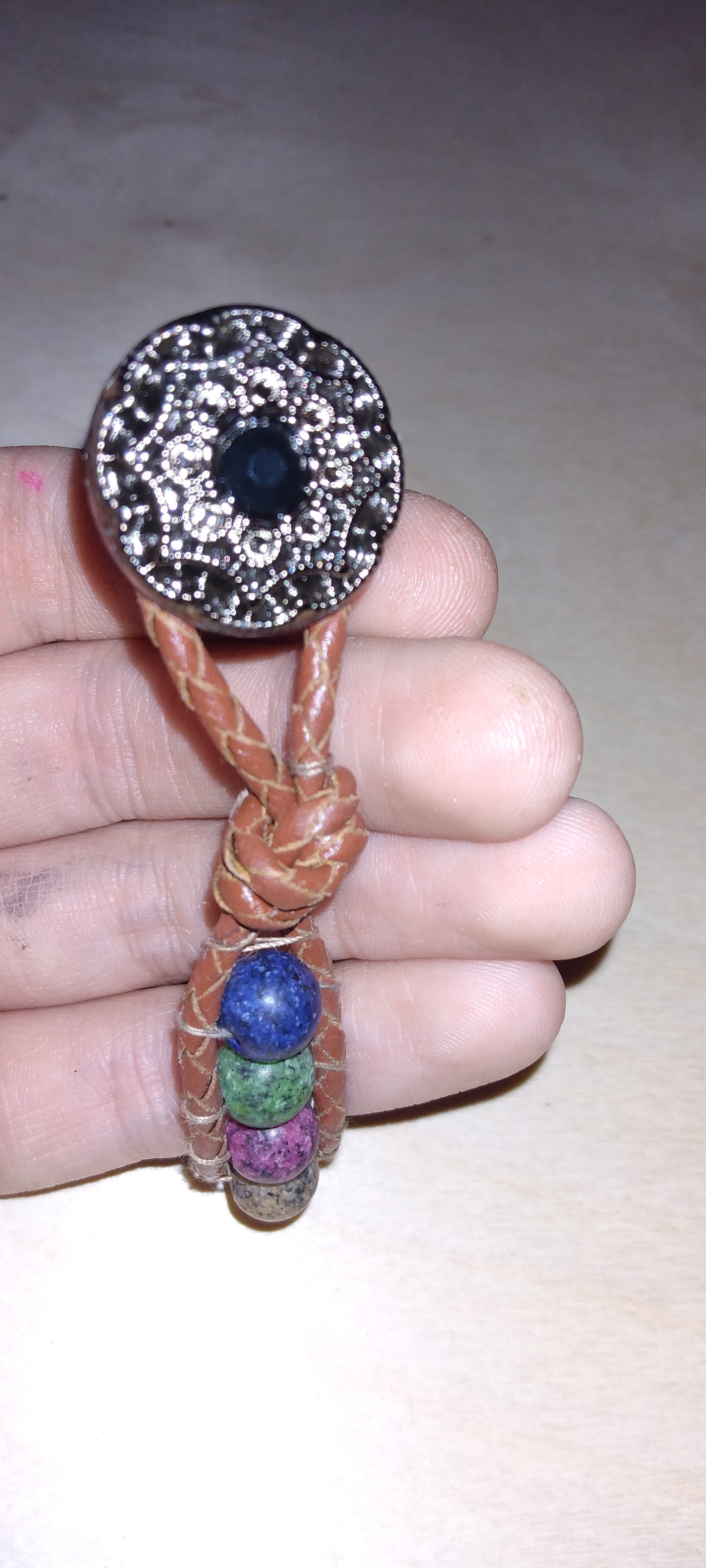 Handmade leather beaded wrap bracelet