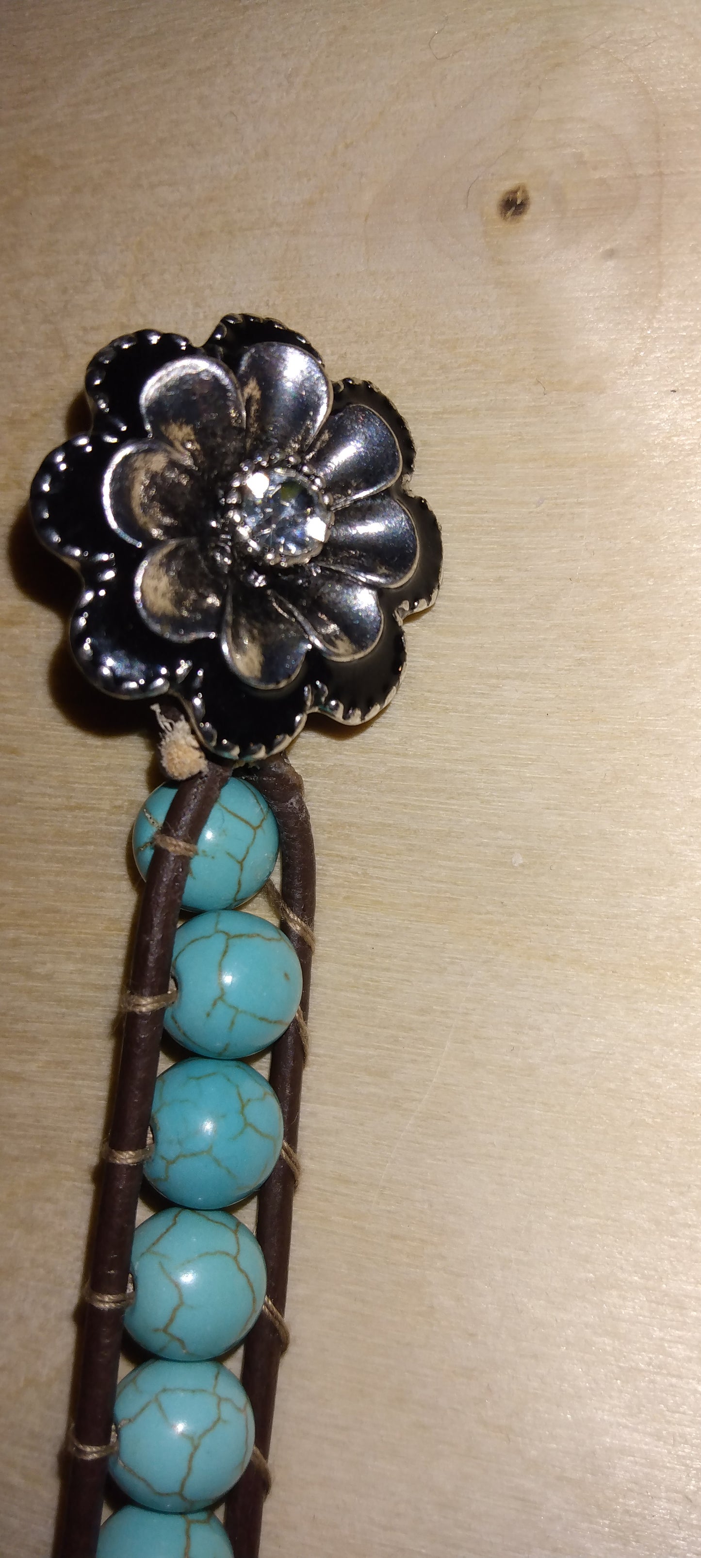 Handmade leather beaded wrap bracelet