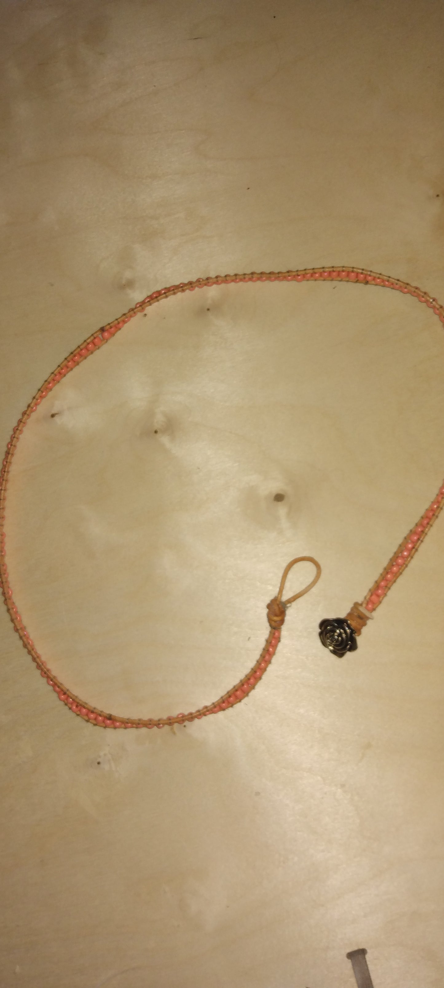 Handmade leather beaded wrap bracelet