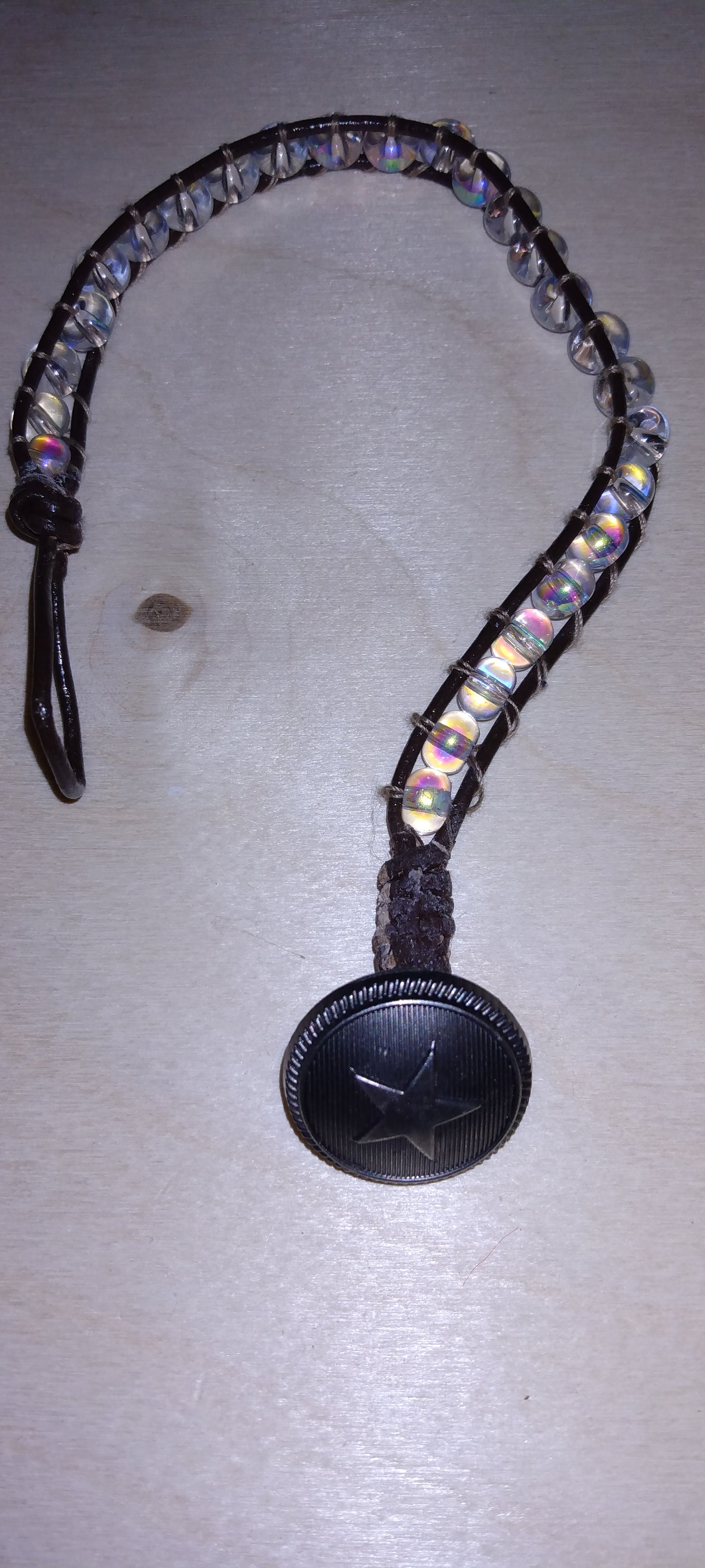 Handmade leather beaded wrap bracelet