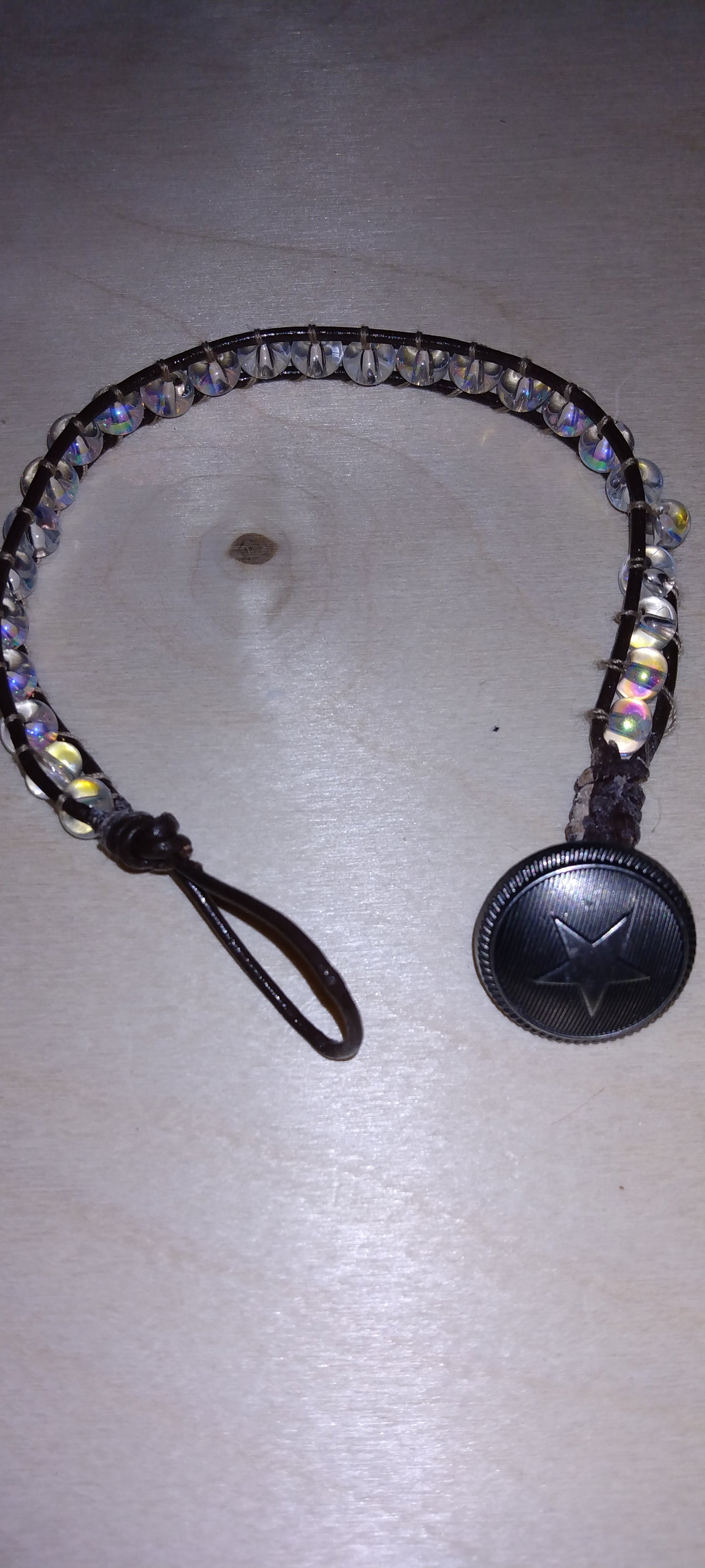 Handmade leather beaded wrap bracelet