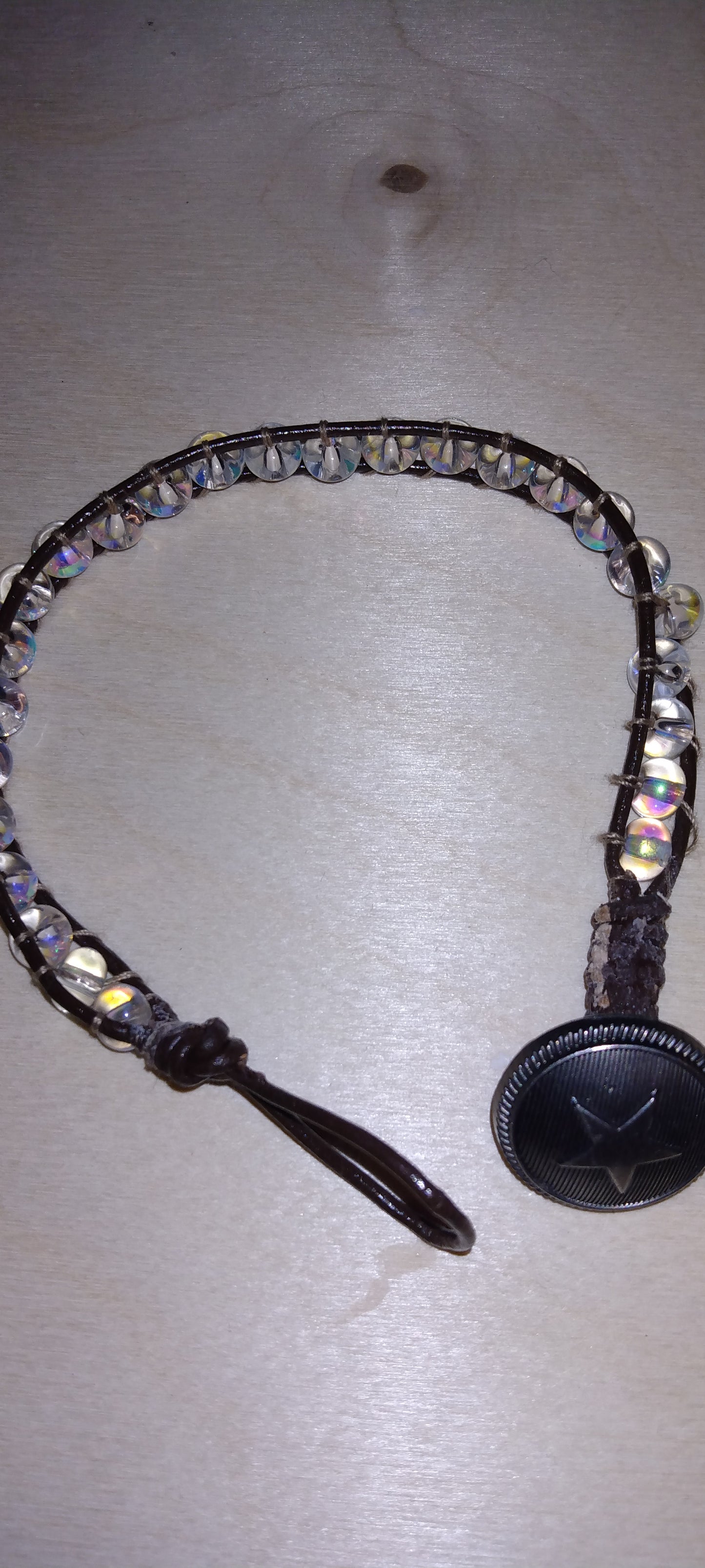 Handmade leather beaded wrap bracelet