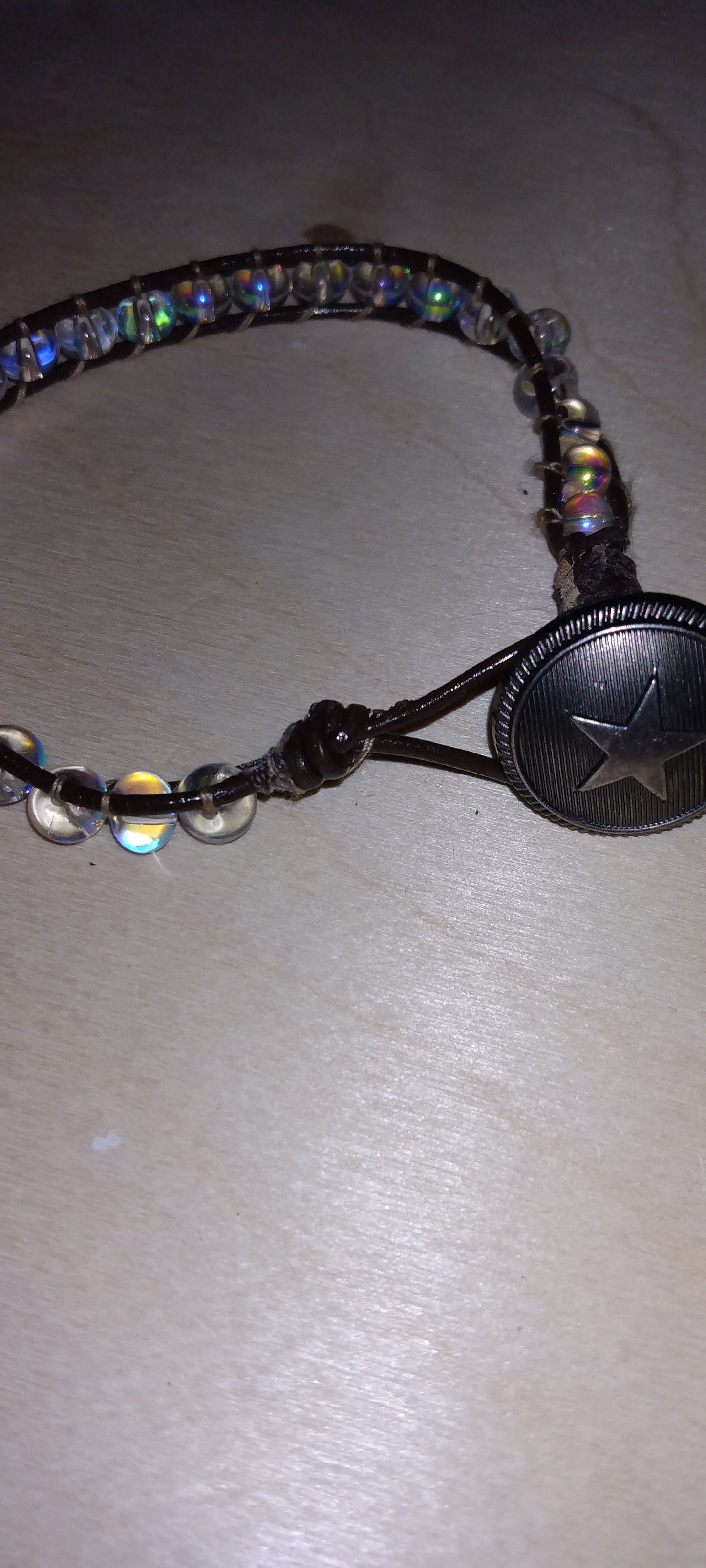 Handmade leather beaded wrap bracelet