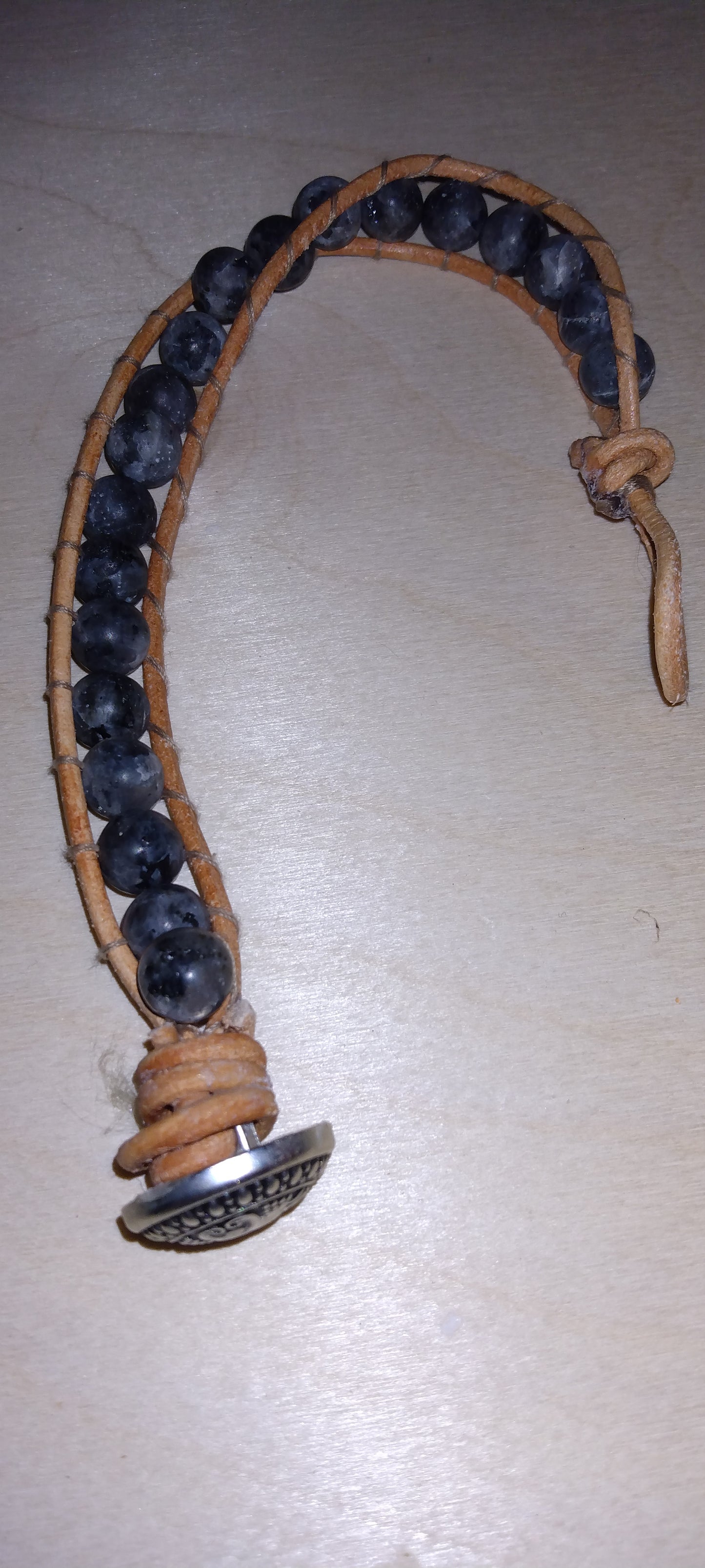 Handmade leather beaded wrap bracelet