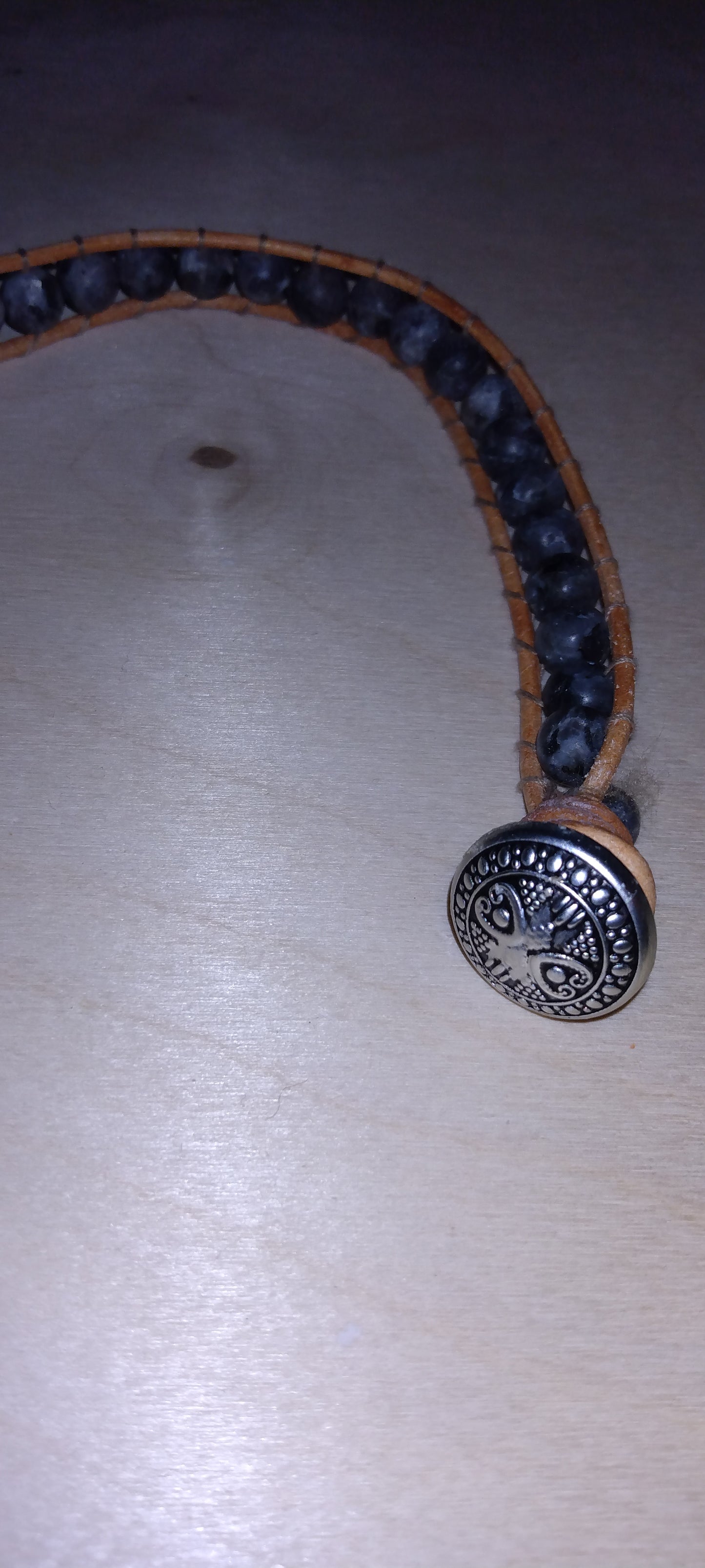 Handmade leather beaded wrap bracelet