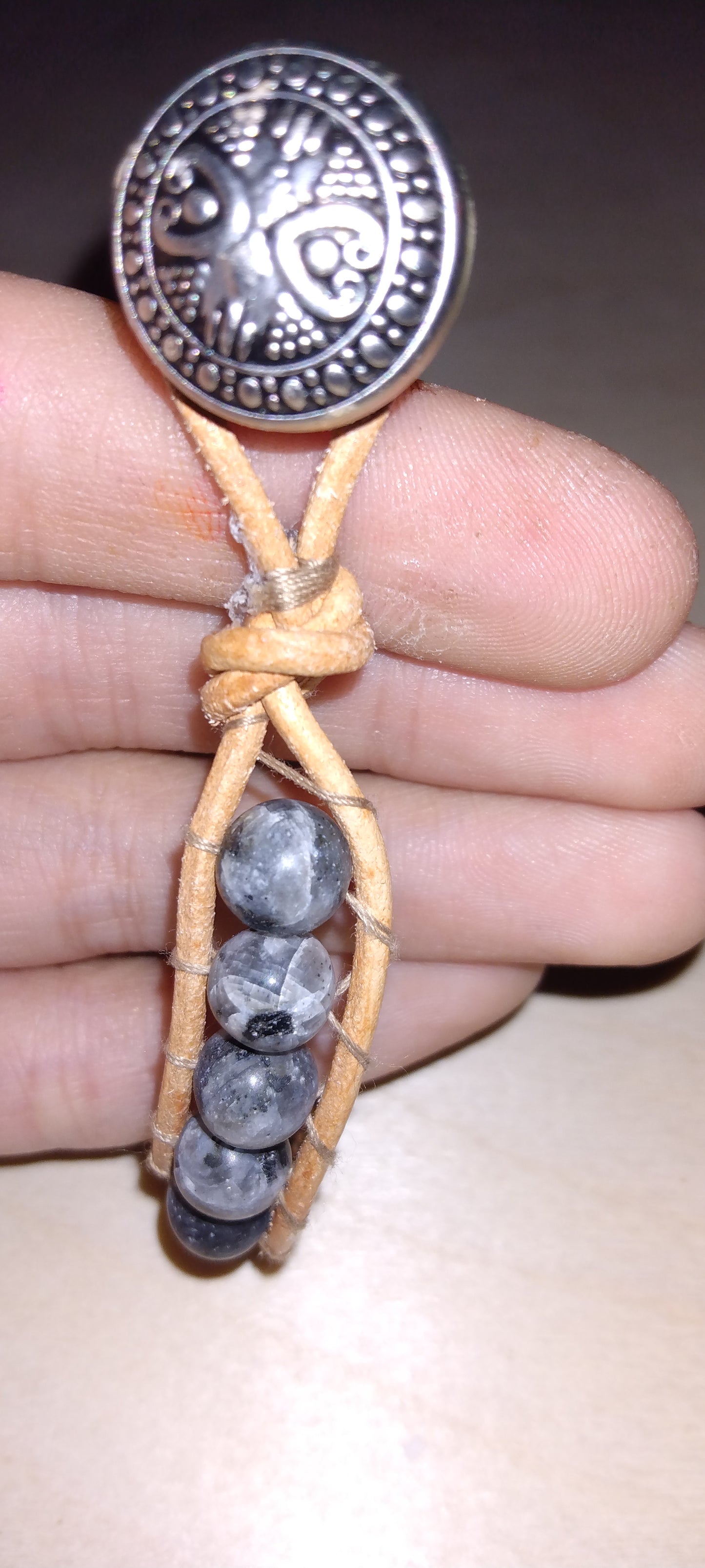 Handmade leather beaded wrap bracelet