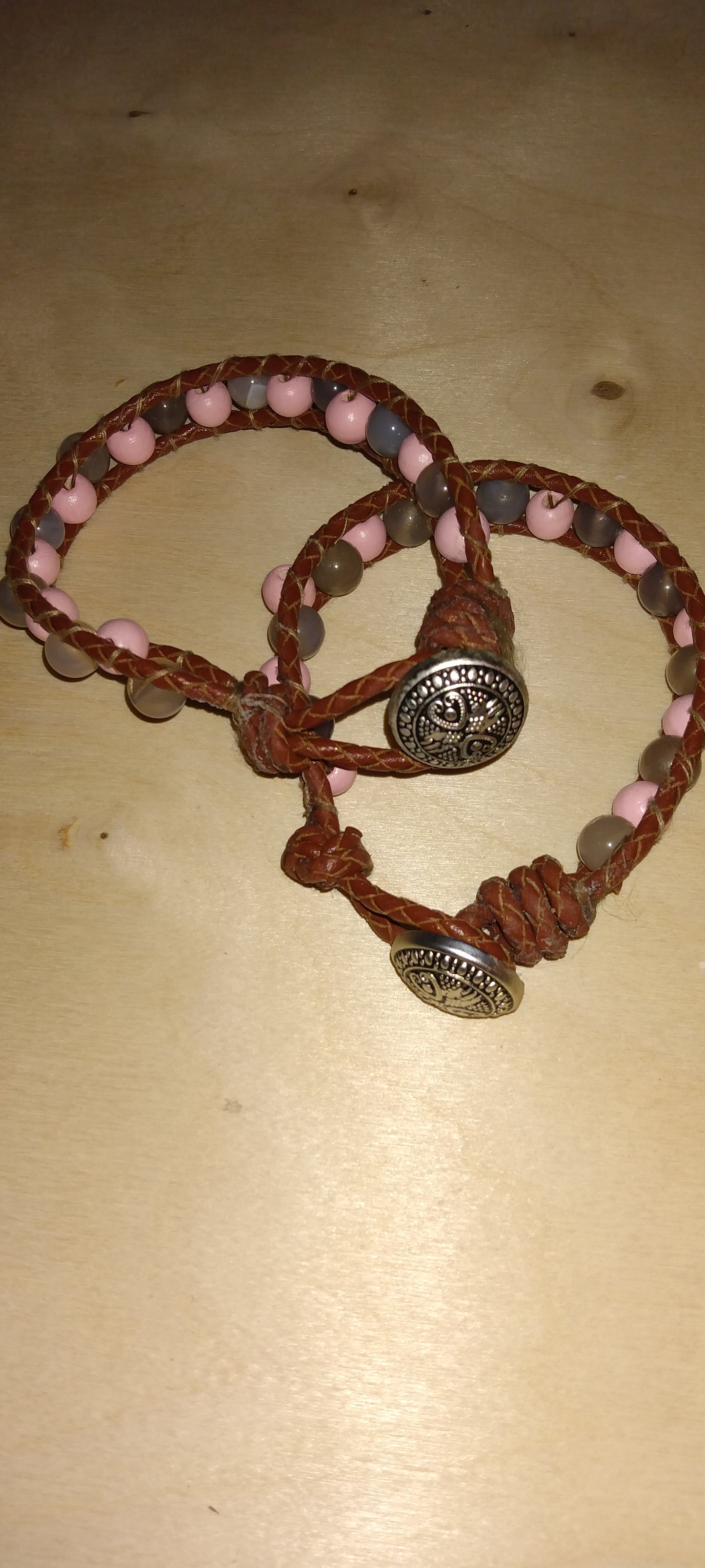 Matching bestie leather beaded wrap bracelets