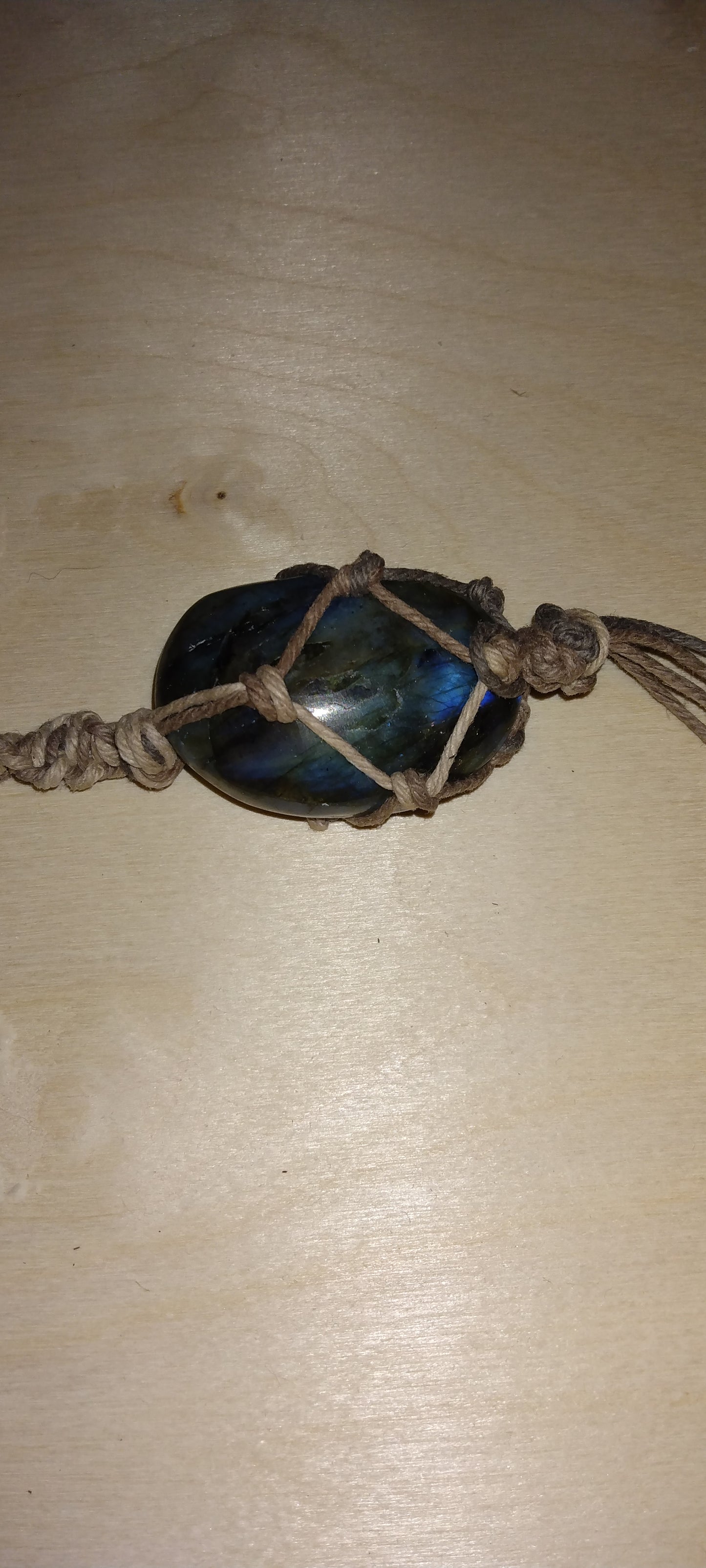 Handmade twine wrapped crystal keychain